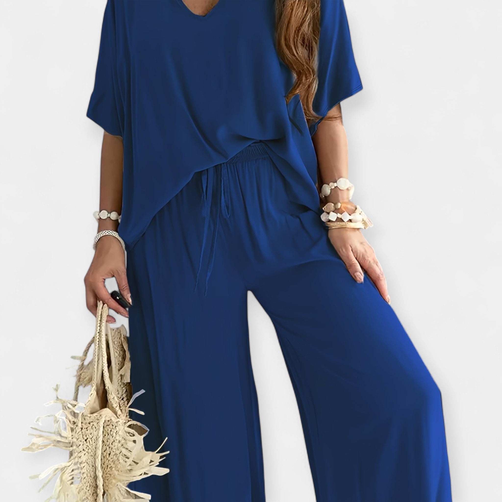 Airy Set with Wide Trousers and Loose Blouse
