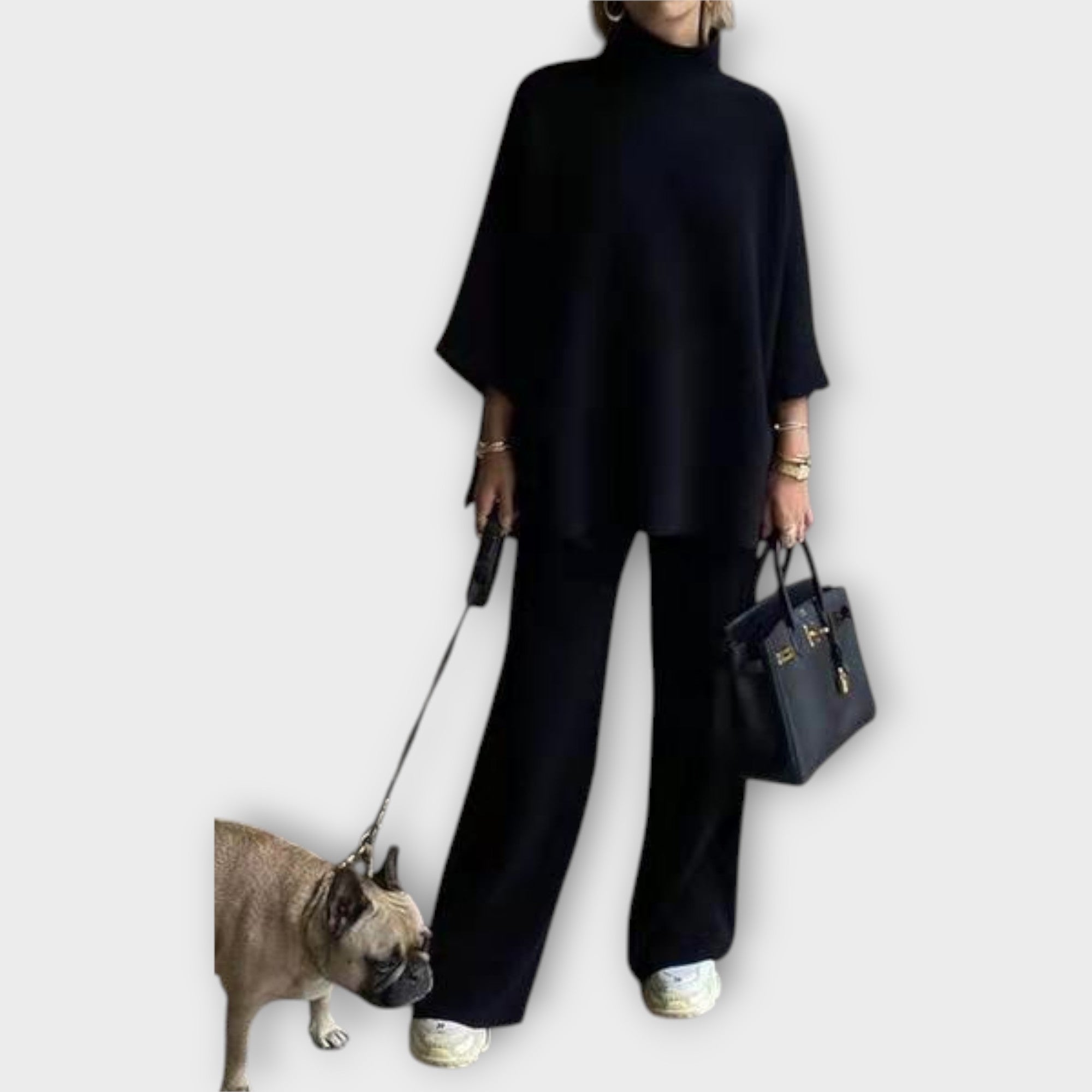 Knitted Jumper with Relaxed Fit and Roll Neck