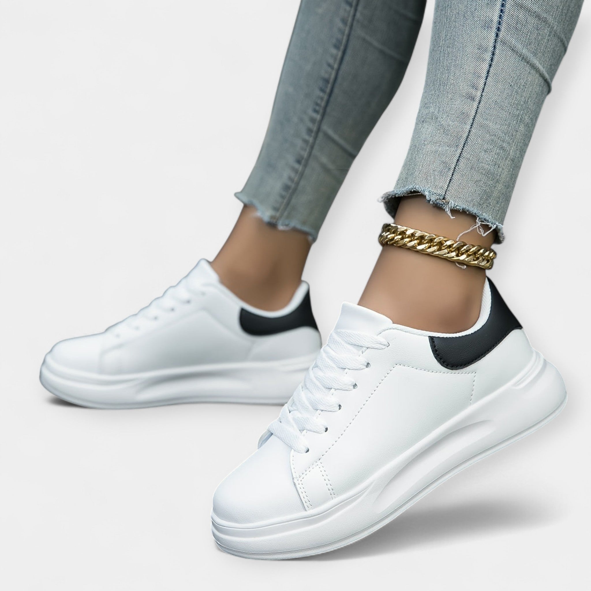 White Leather Sports Trainers