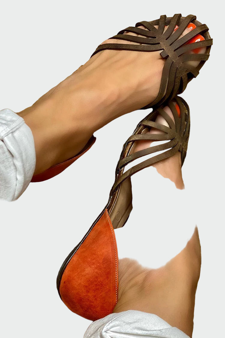 Sandals with Cut-Outs and Two-Tone Detail