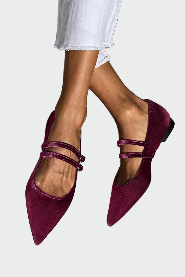 Pointed Toe Ballerinas with Double Strap