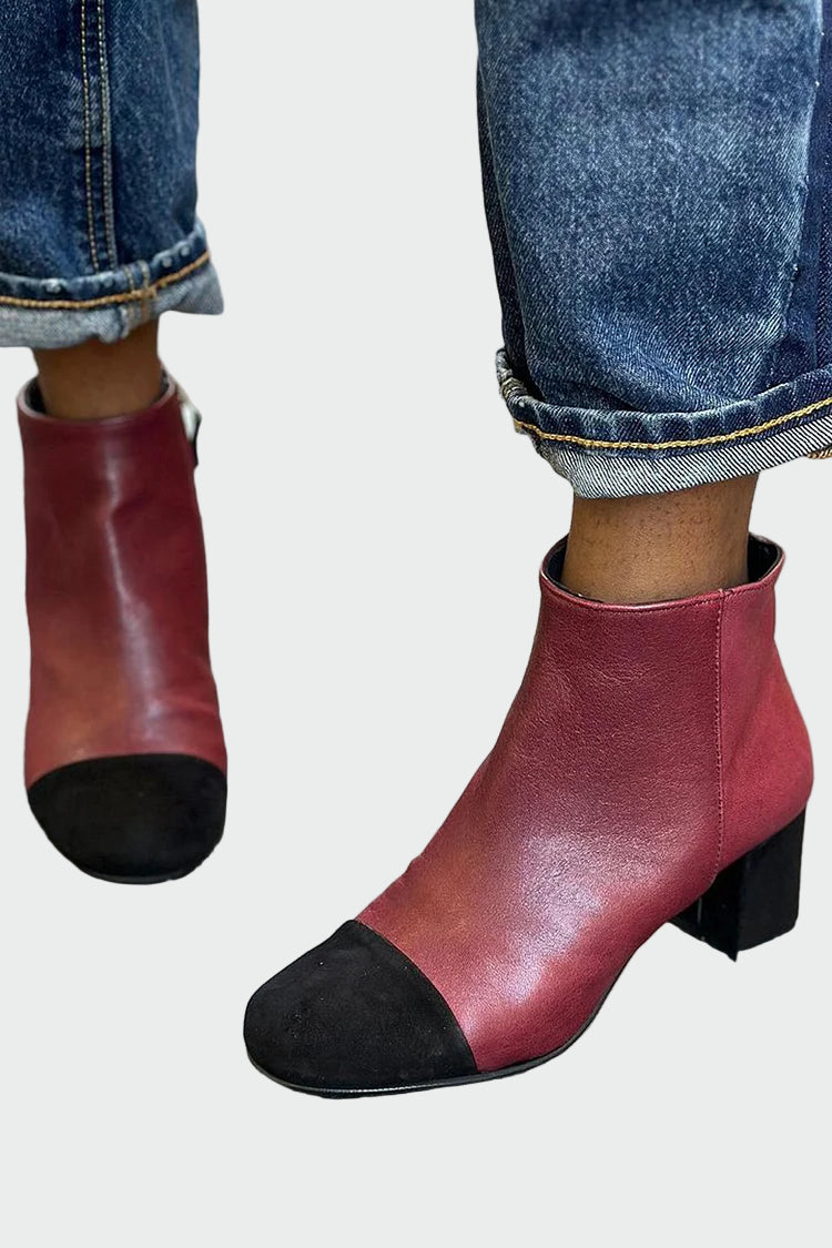 Bicolour ankle boot with mid heel