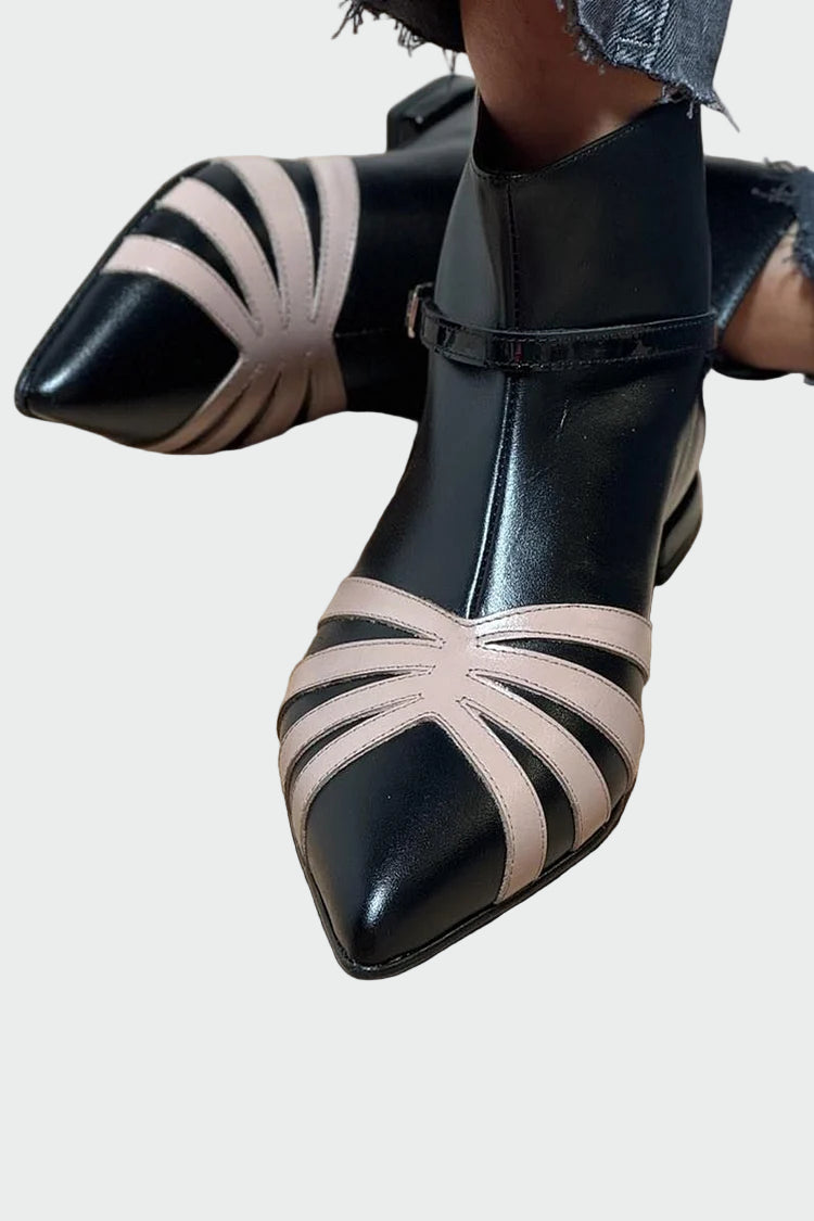 Geometric ankle boots with pointed toe