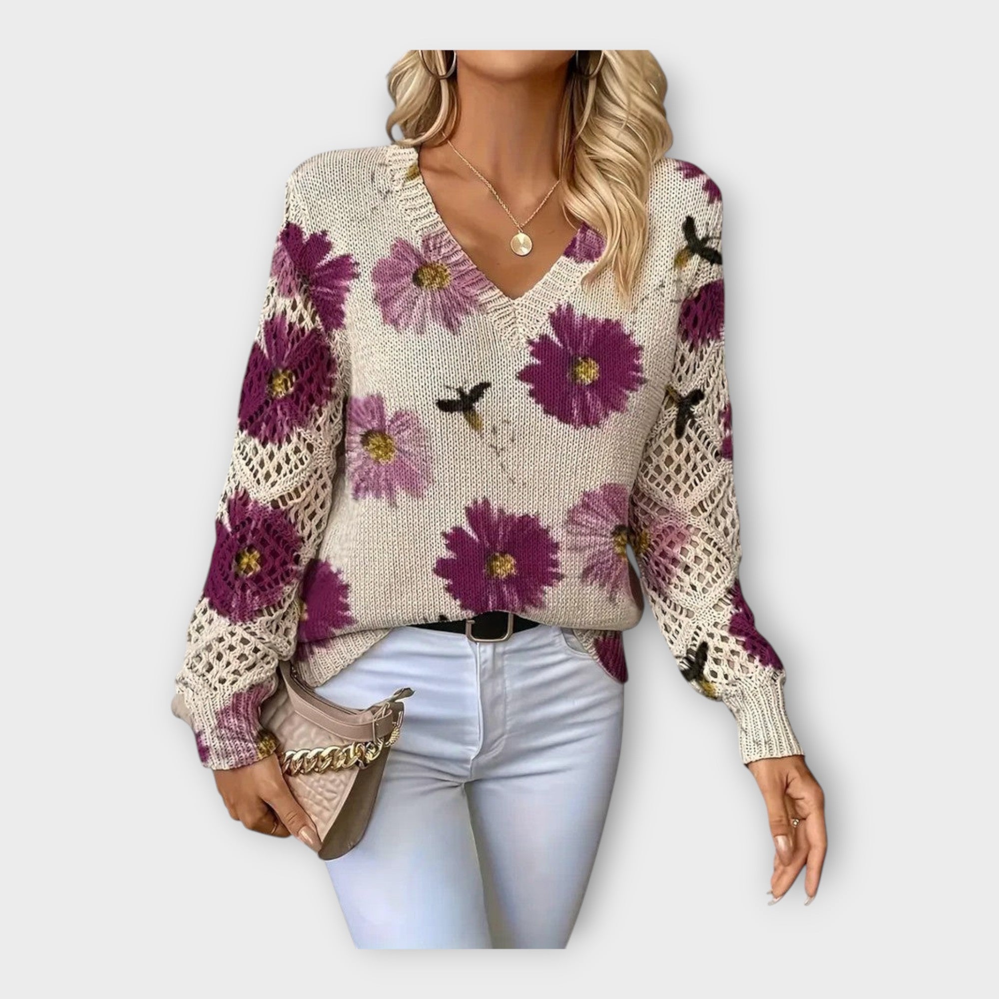 Knitted Top with Lace Details