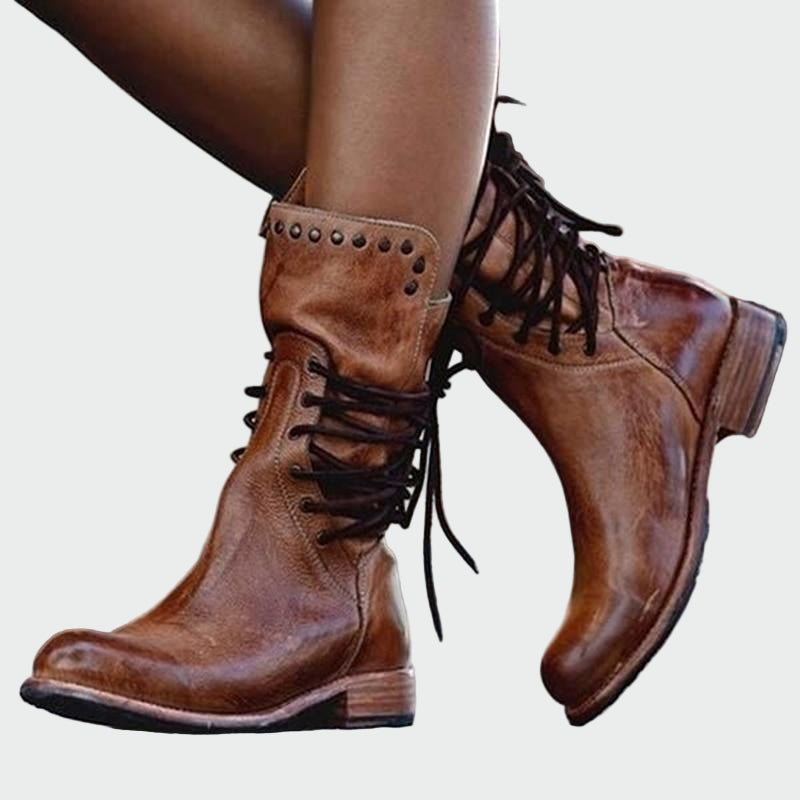 Leather Lace-Up Ankle Boots