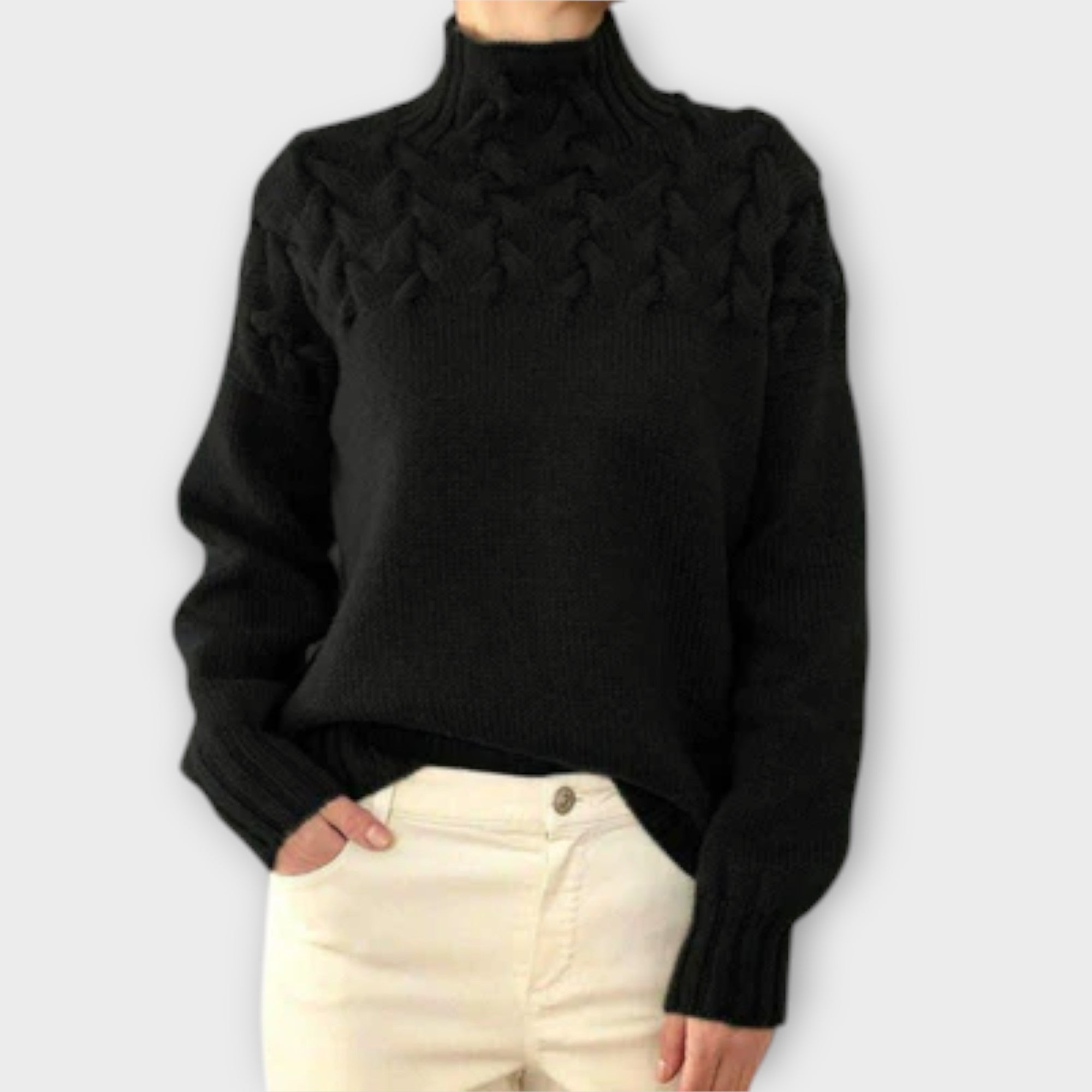 Eva - Women's Sweater with Knitted Detail
