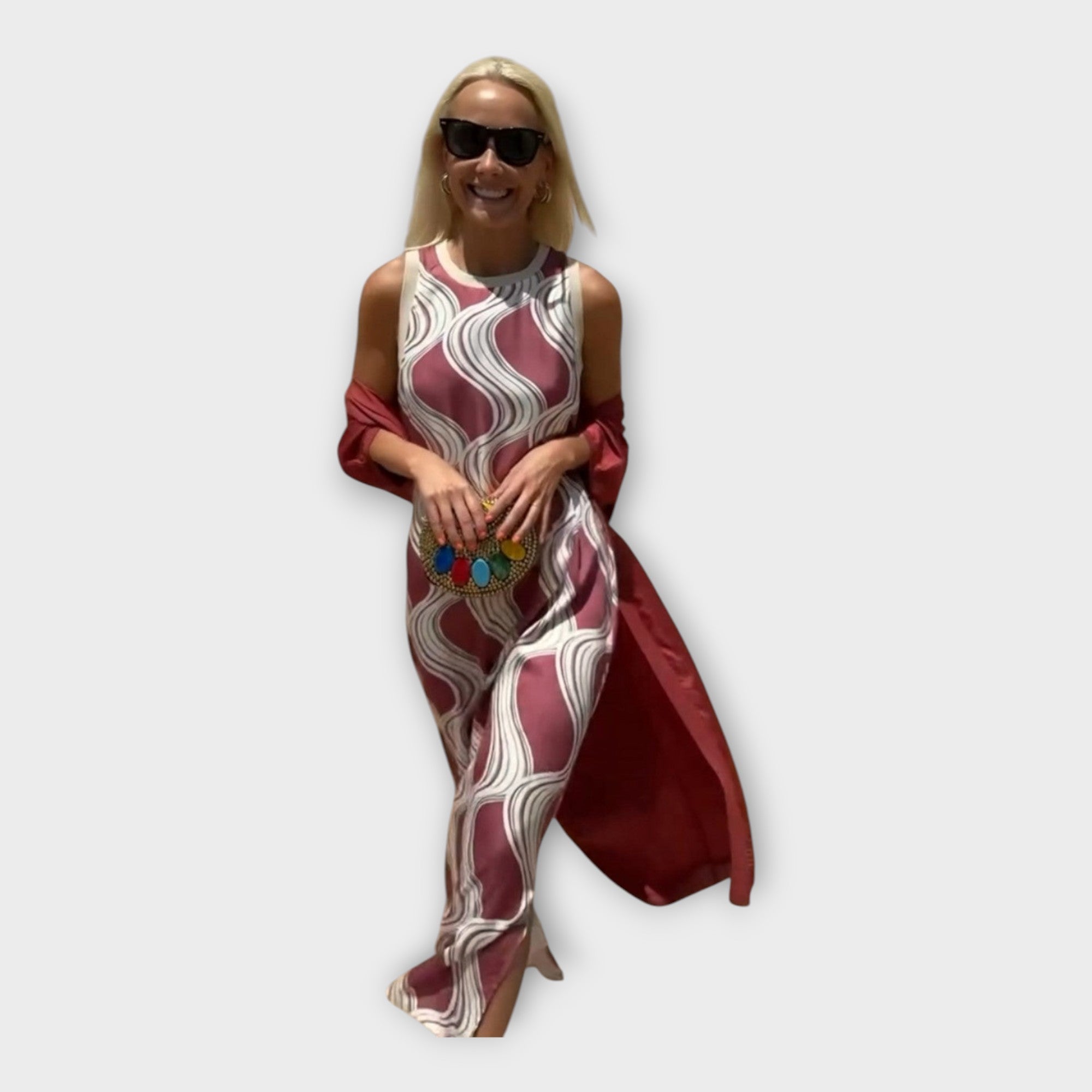 Maxi Dress with Modern Wavy Designs