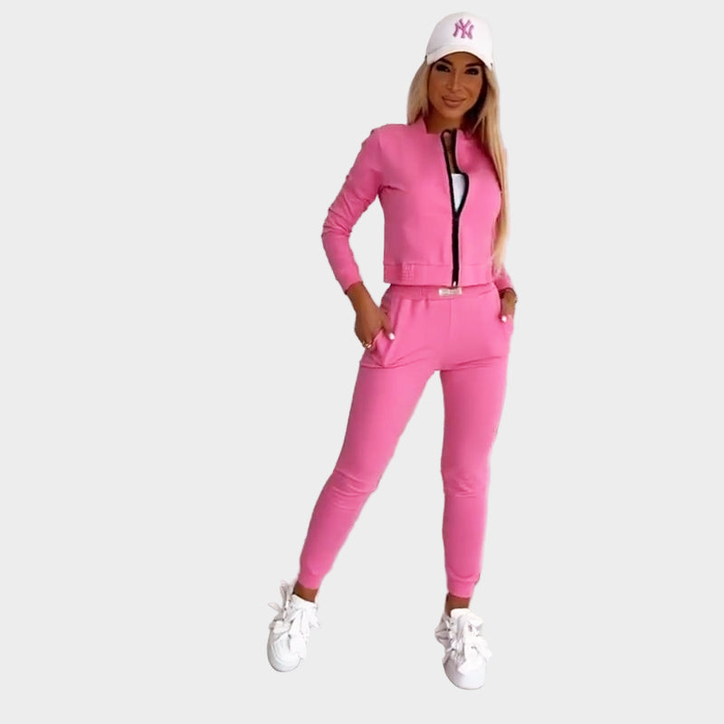 Women's 3-Piece Sports Set with Zip and Comfortable Fit