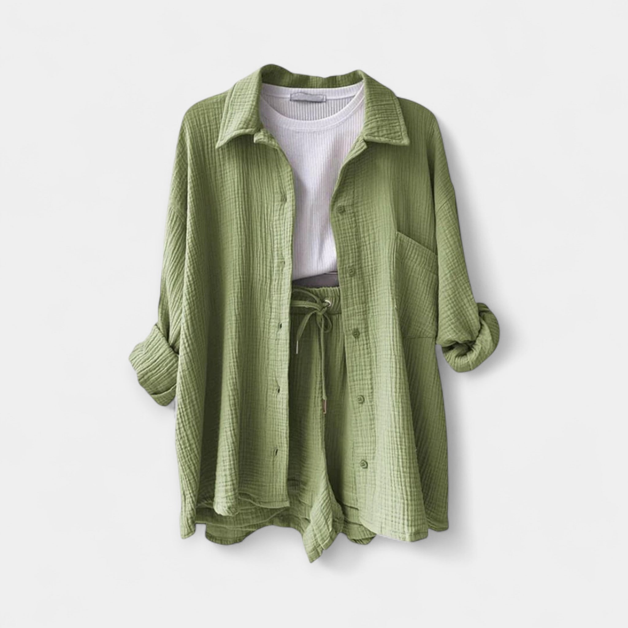 Two-Tone Summer Top and Shorts Set