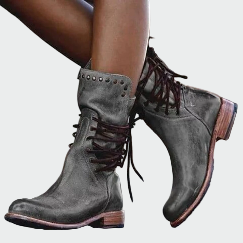 Leather Lace-Up Ankle Boots