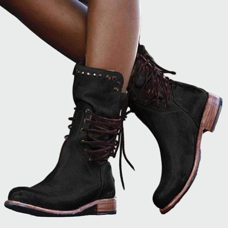 Leather Lace-Up Ankle Boots