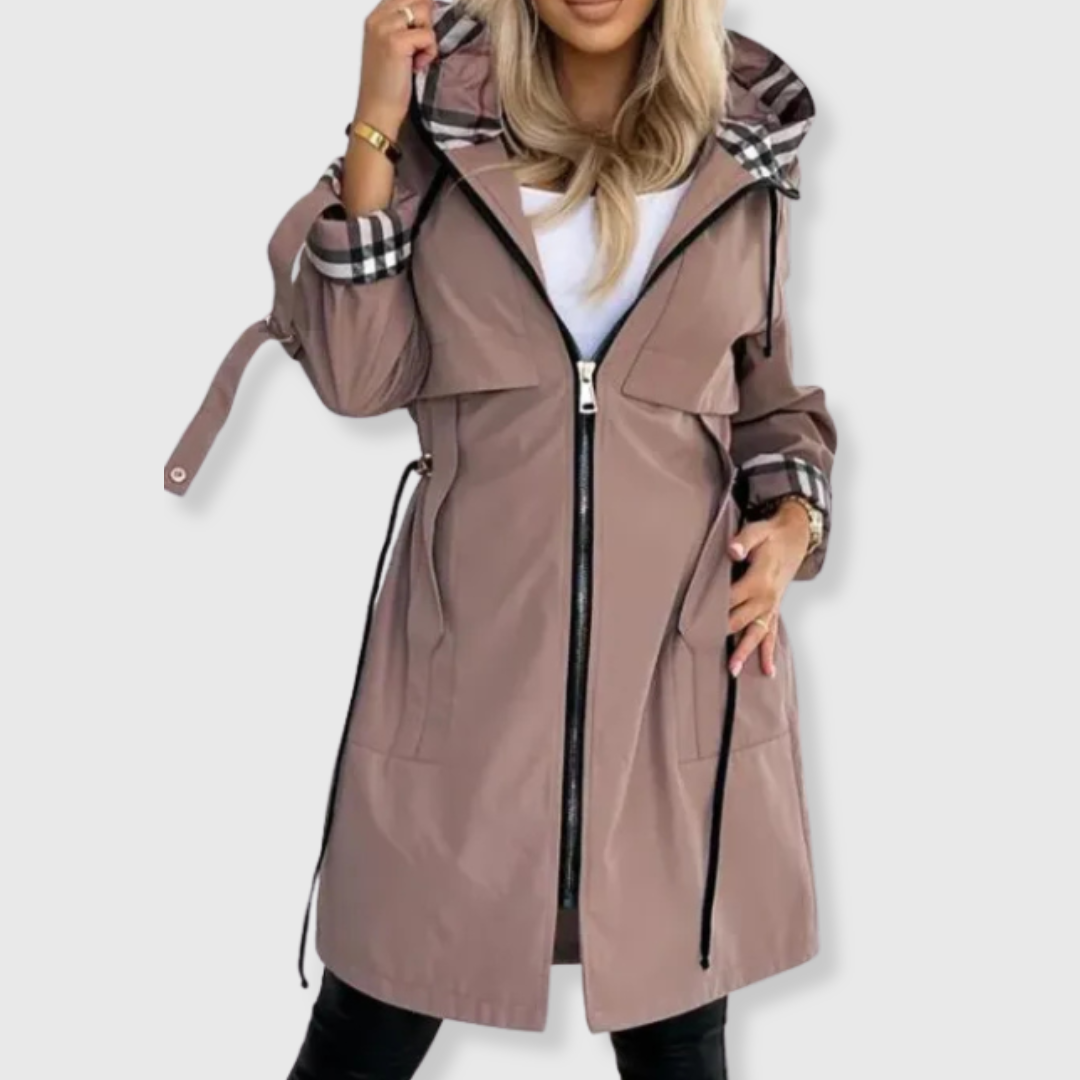 Long Coat with Hood and Elegant Details