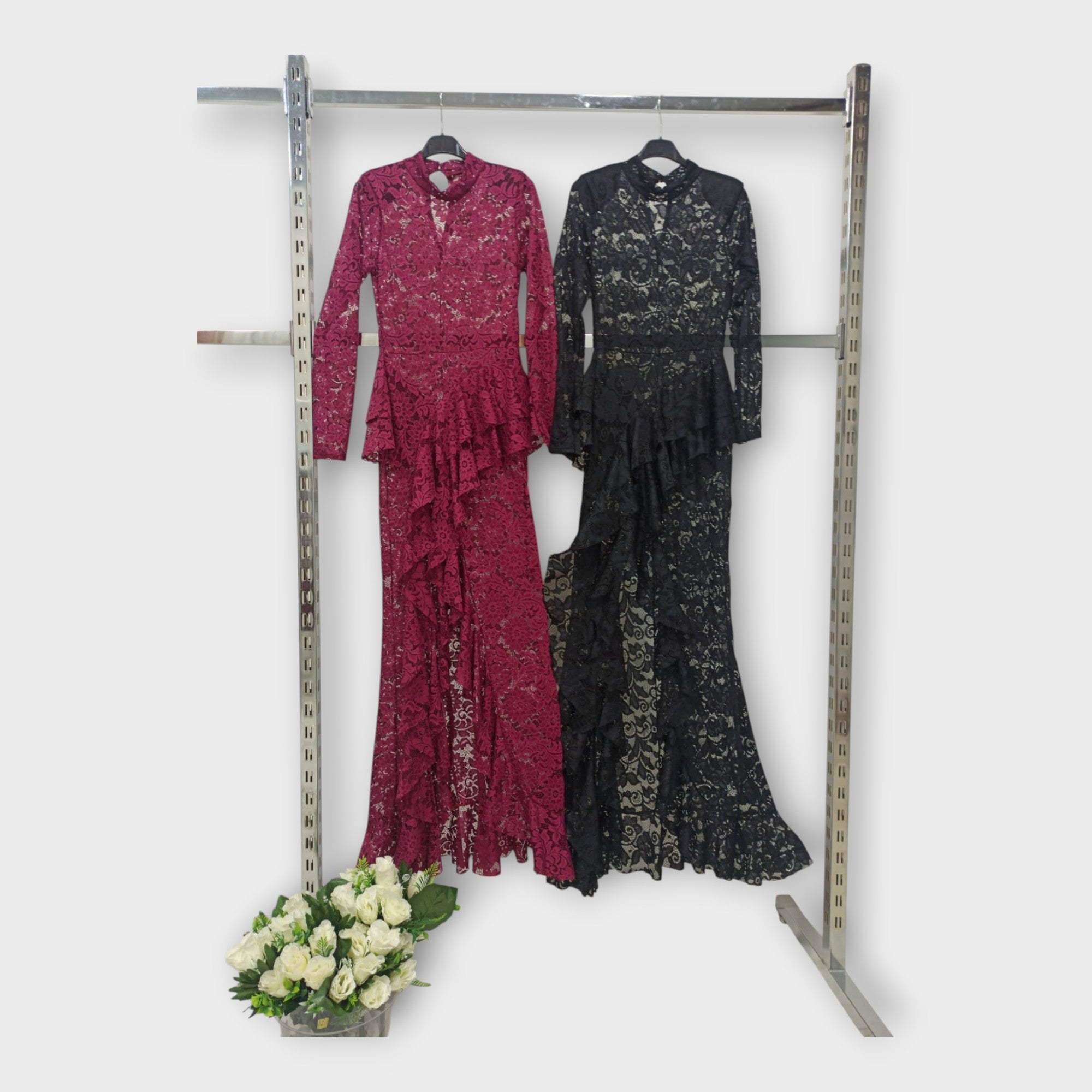 Asymmetrical lace dress with refined design