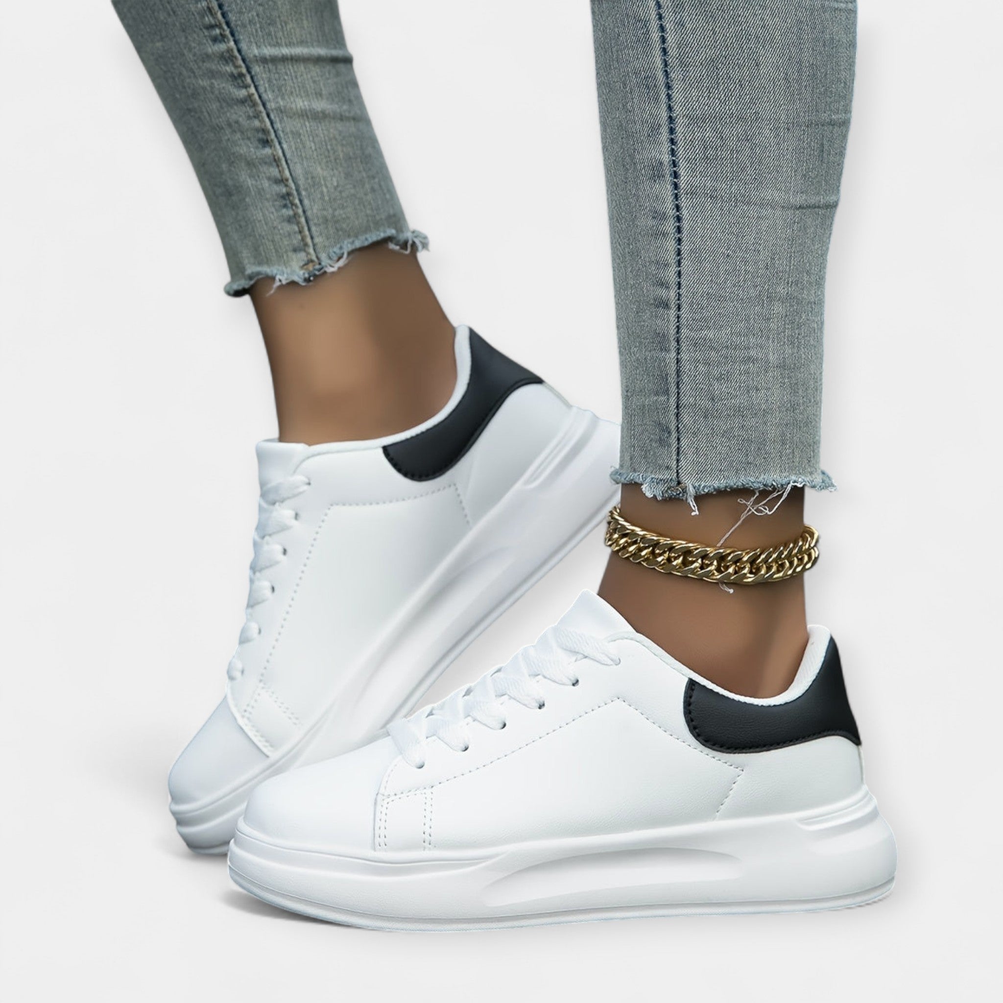 White Leather Sports Trainers