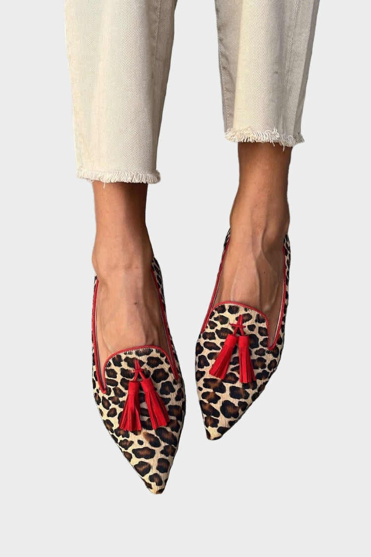 Pointed Toe Moccasins with Fringed Details