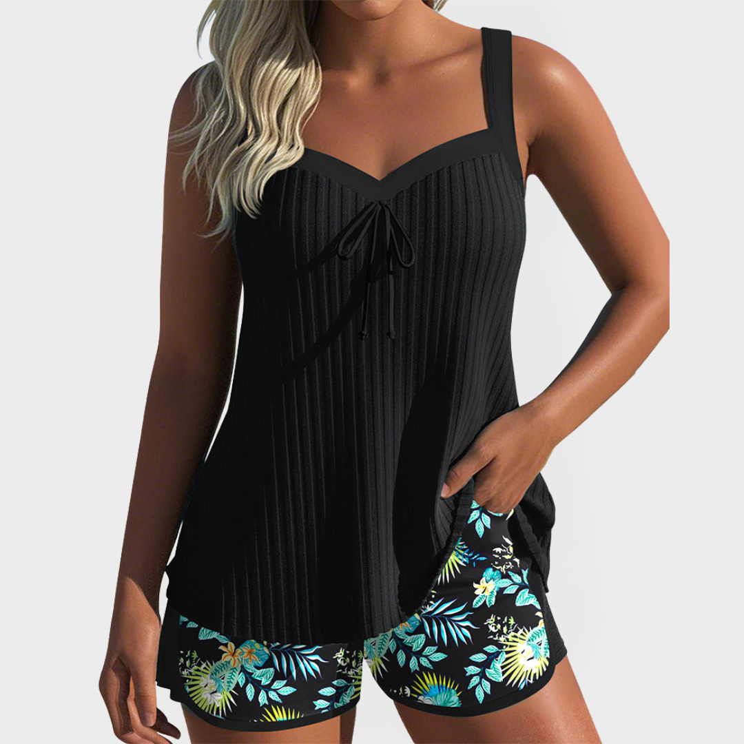 Tankini Set with Floral Patterns