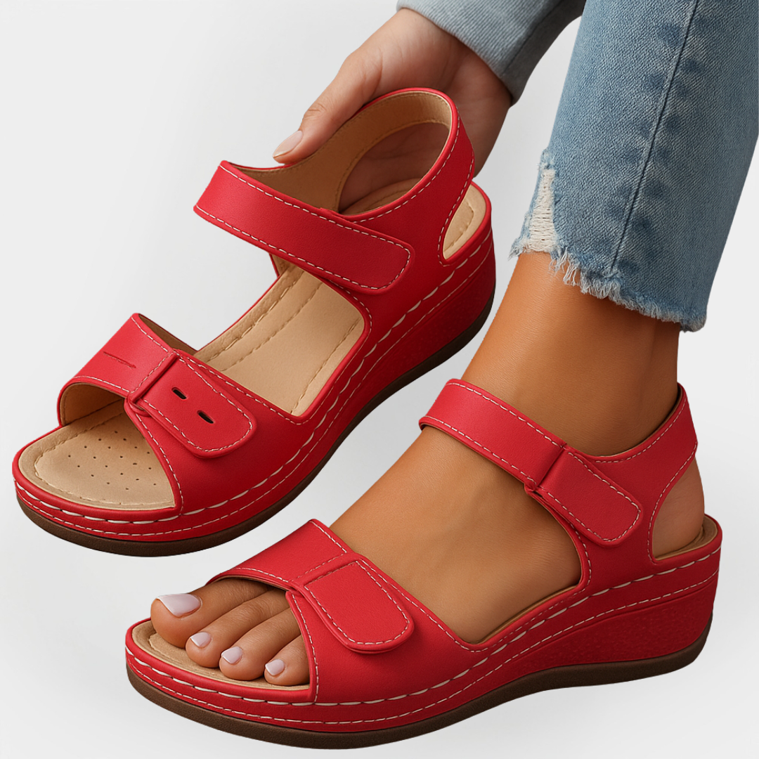 Orthopaedic Leather Sandals with Heel