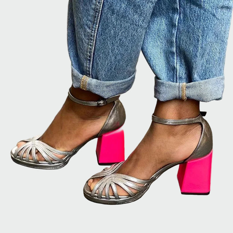 Sandals with Two-Tone Heel