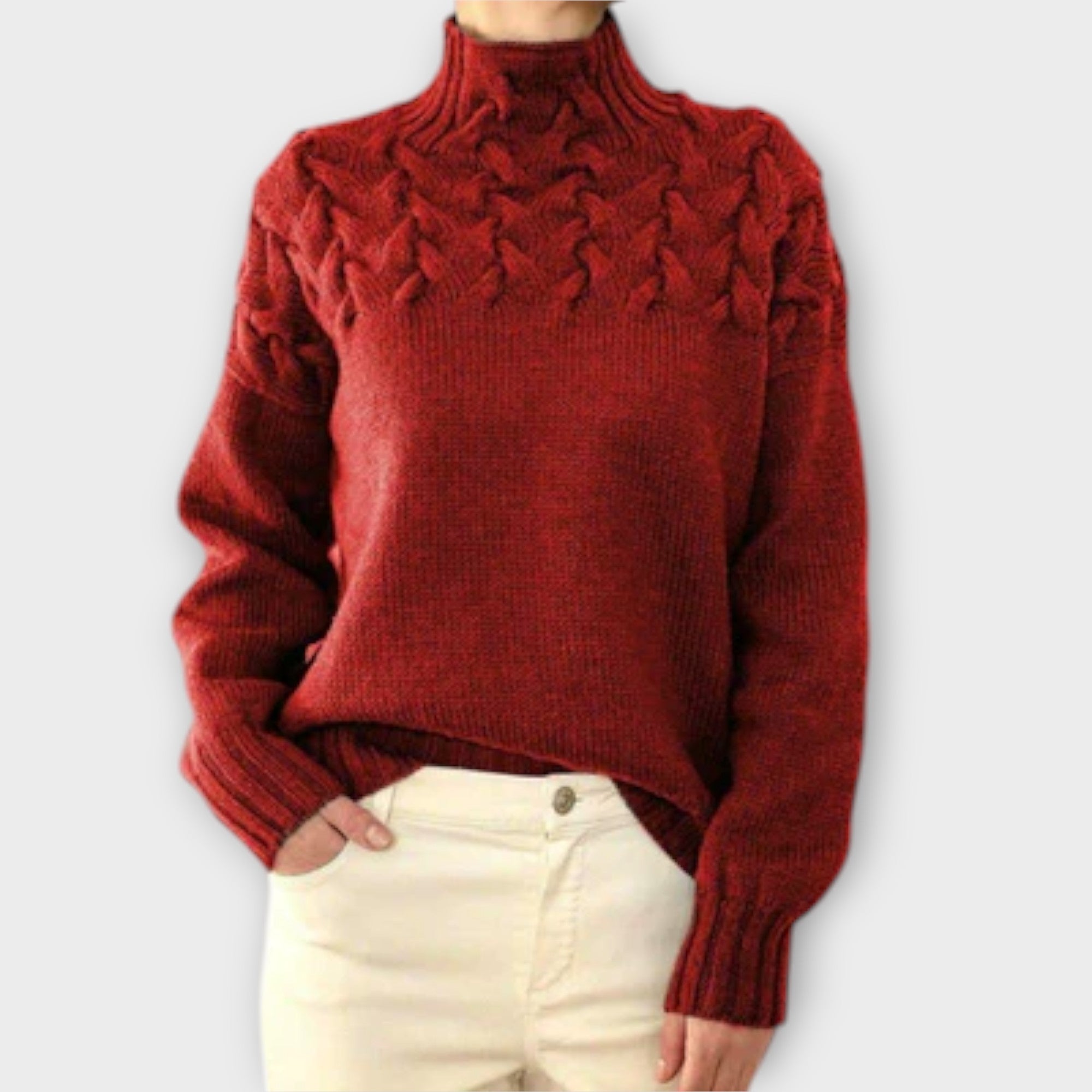 Eva - Women's Sweater with Knitted Detail