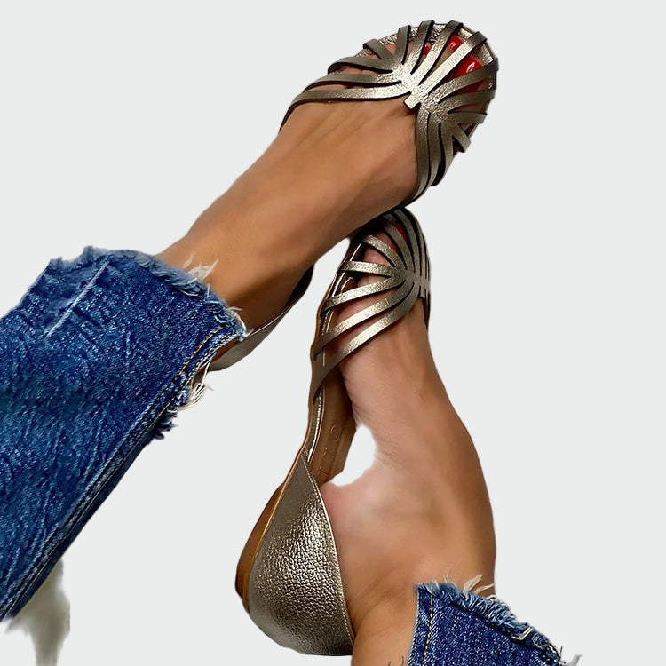 Ballet Flats with Cut-Outs and Open Toe