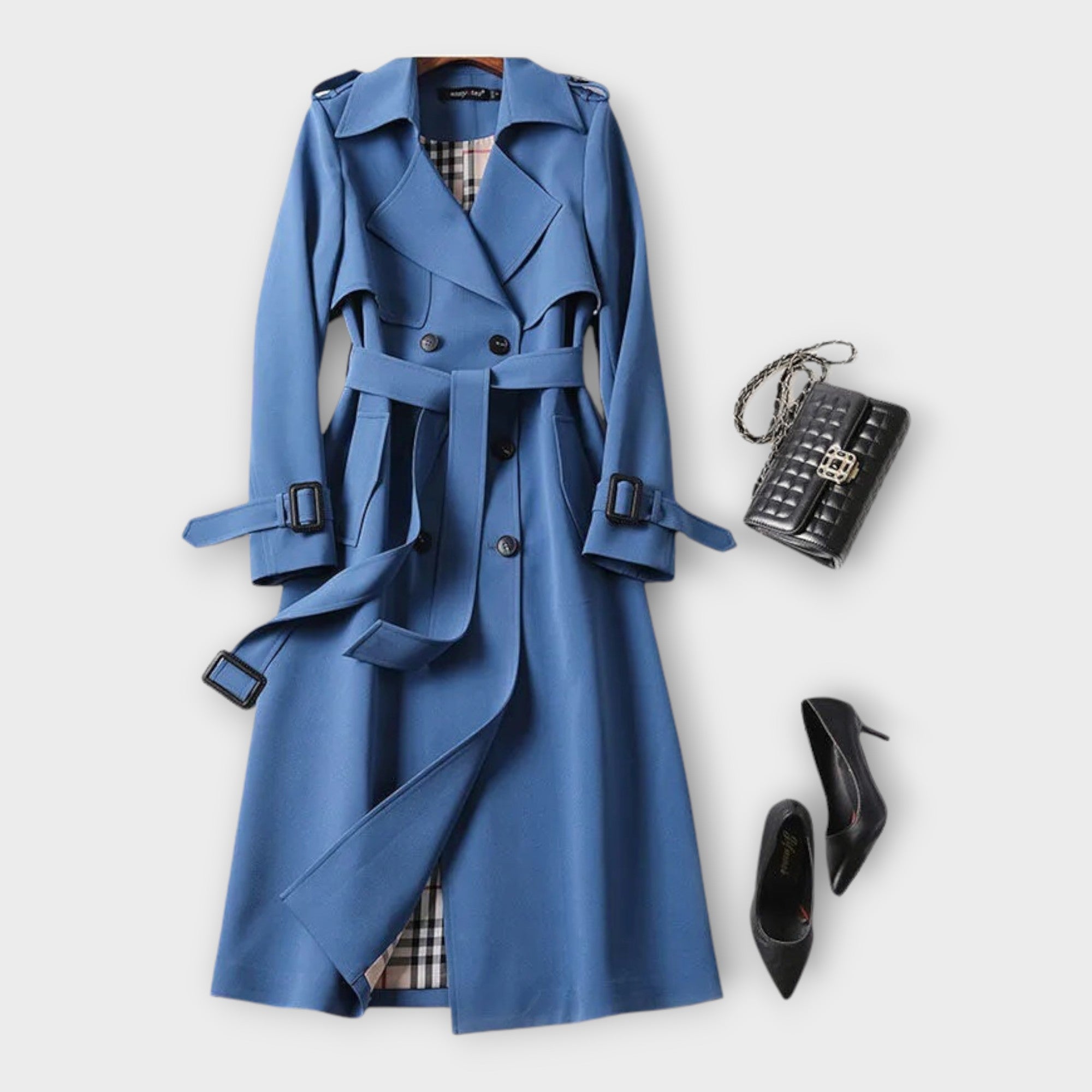 Classic Long Trench Coat with Belt