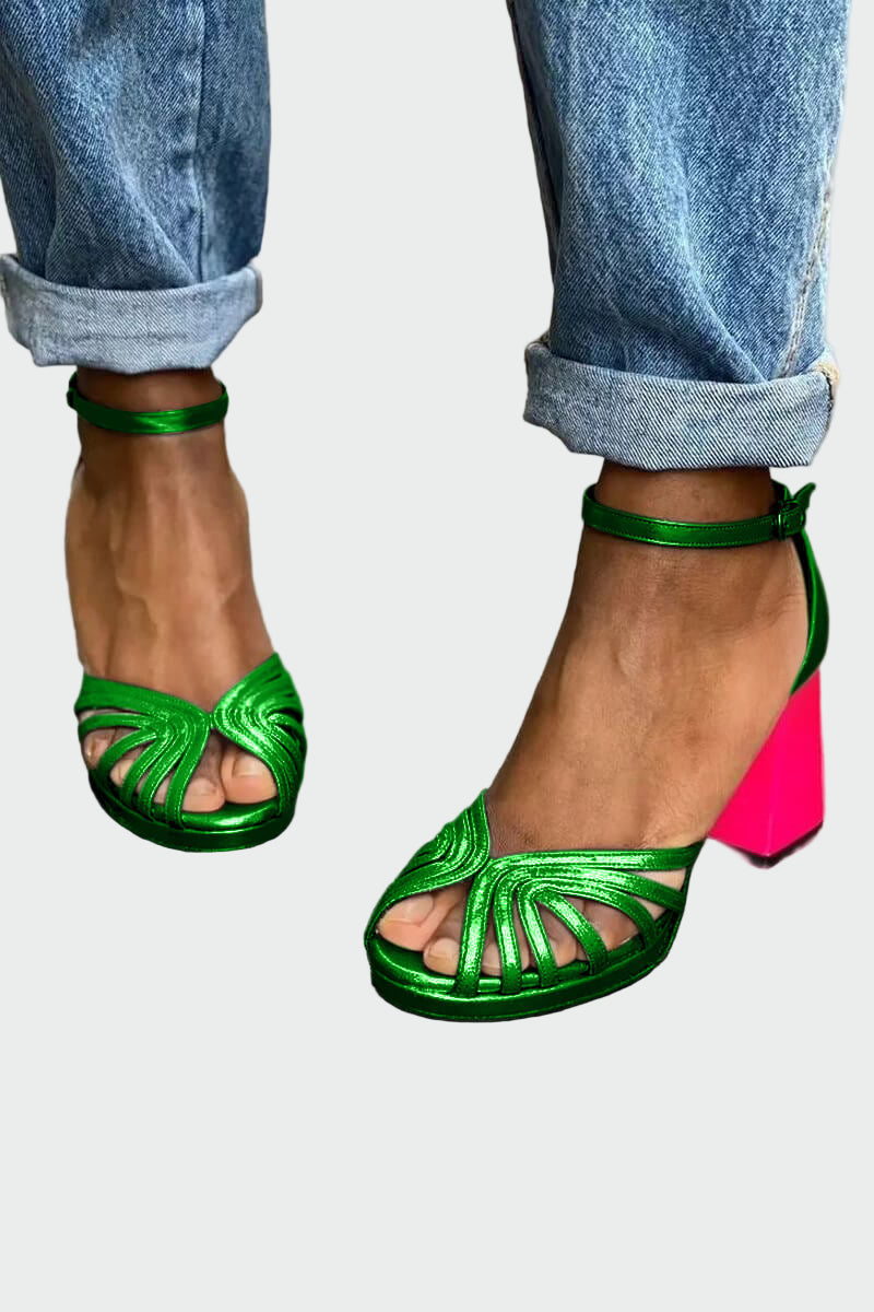 Sandals with Two-Tone Heel