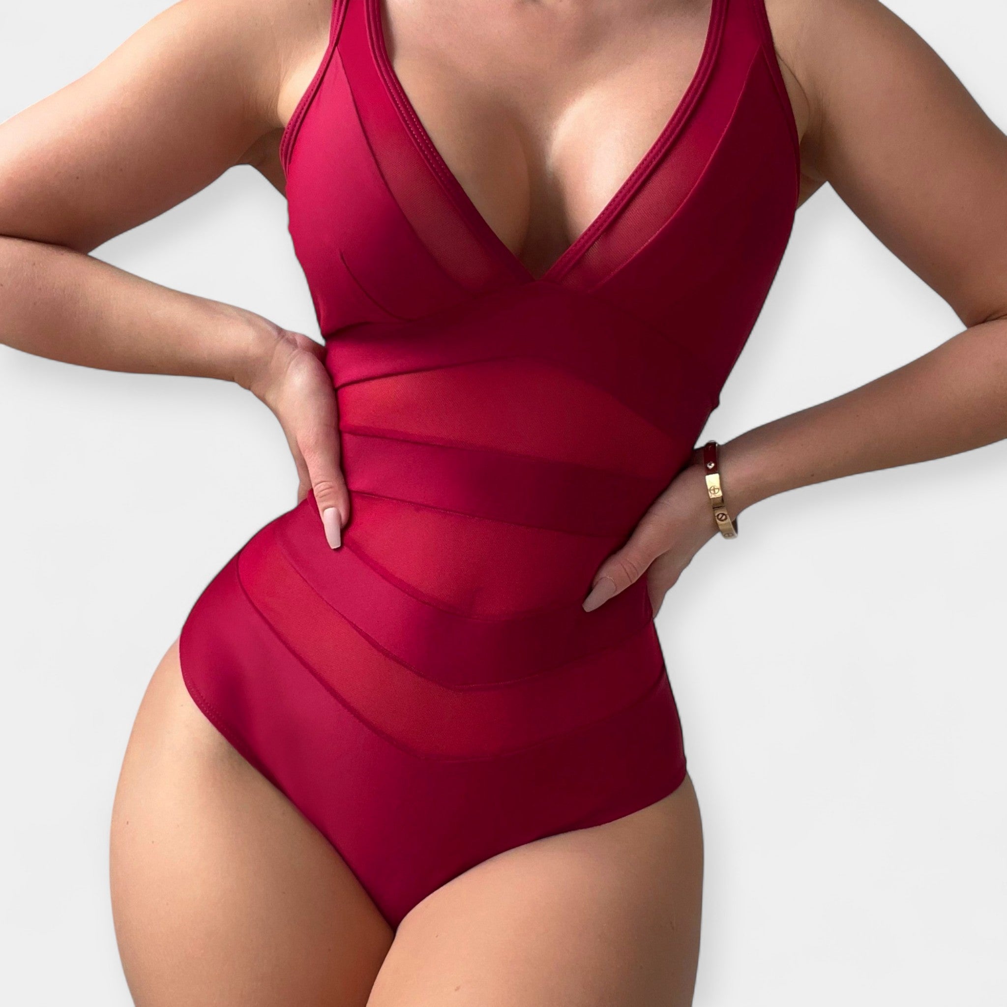 Full Body Swimsuit with Sheer Details
