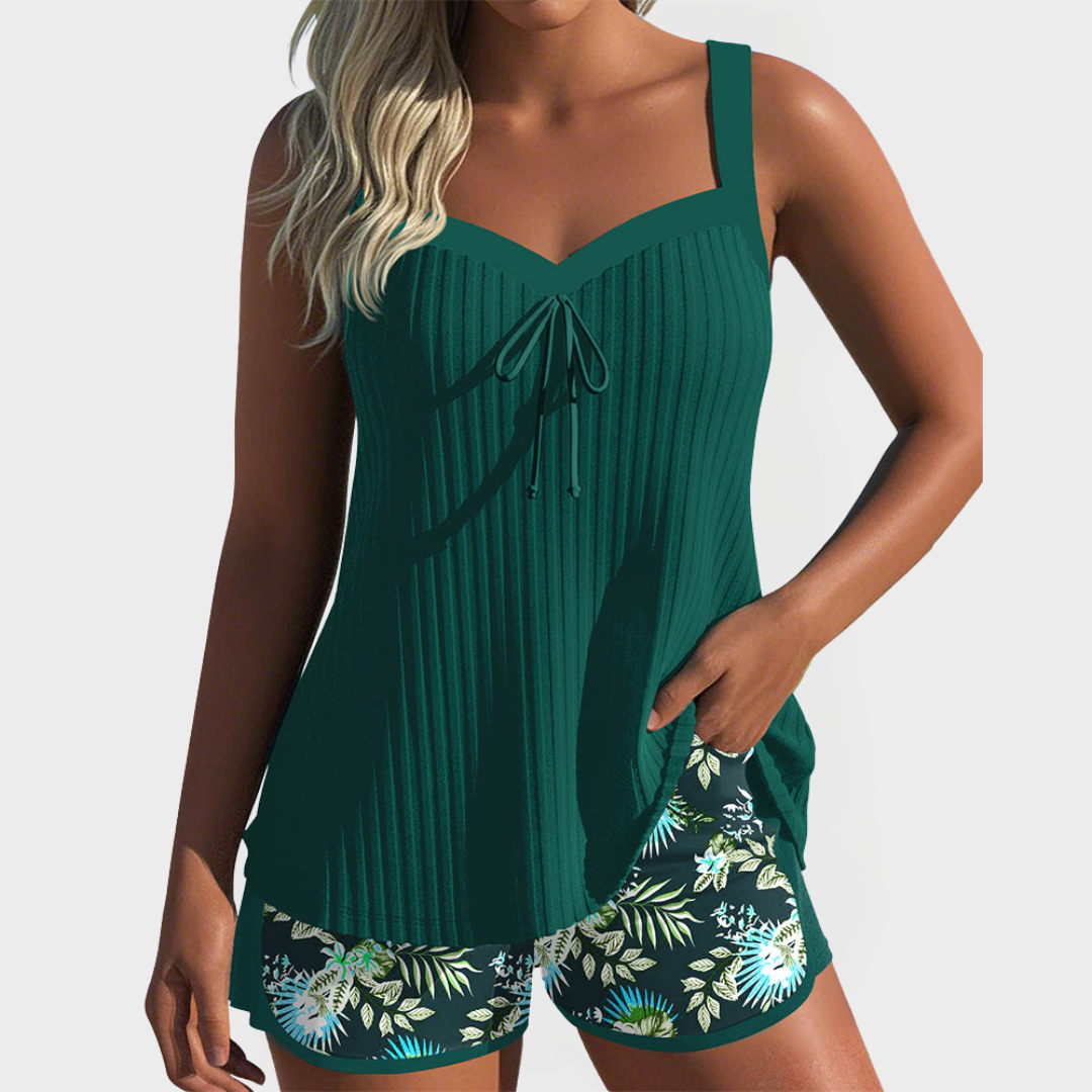 Tankini Set with Floral Patterns