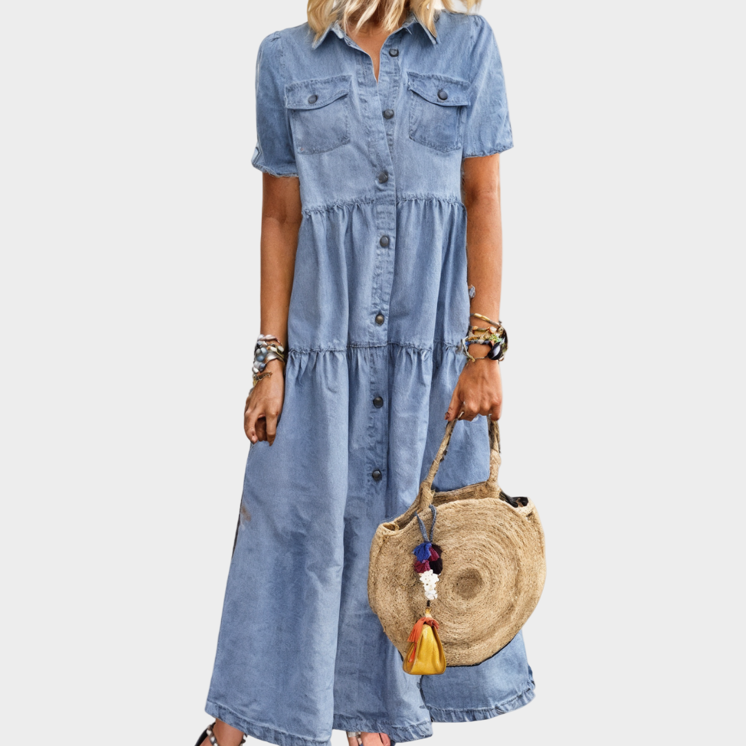 Soft Button-Up Denim Dress