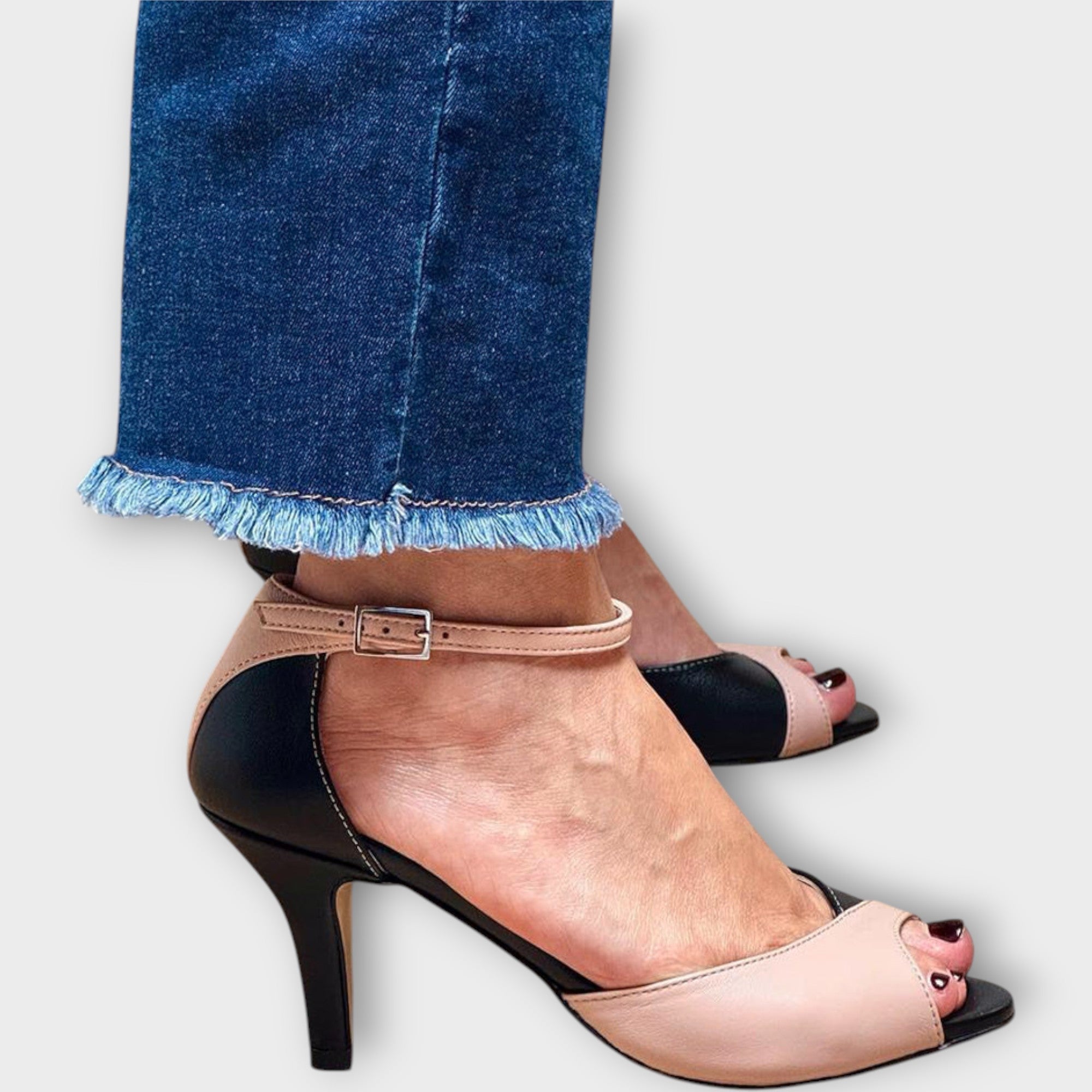 Ankle Strap Mid-Heel Boots