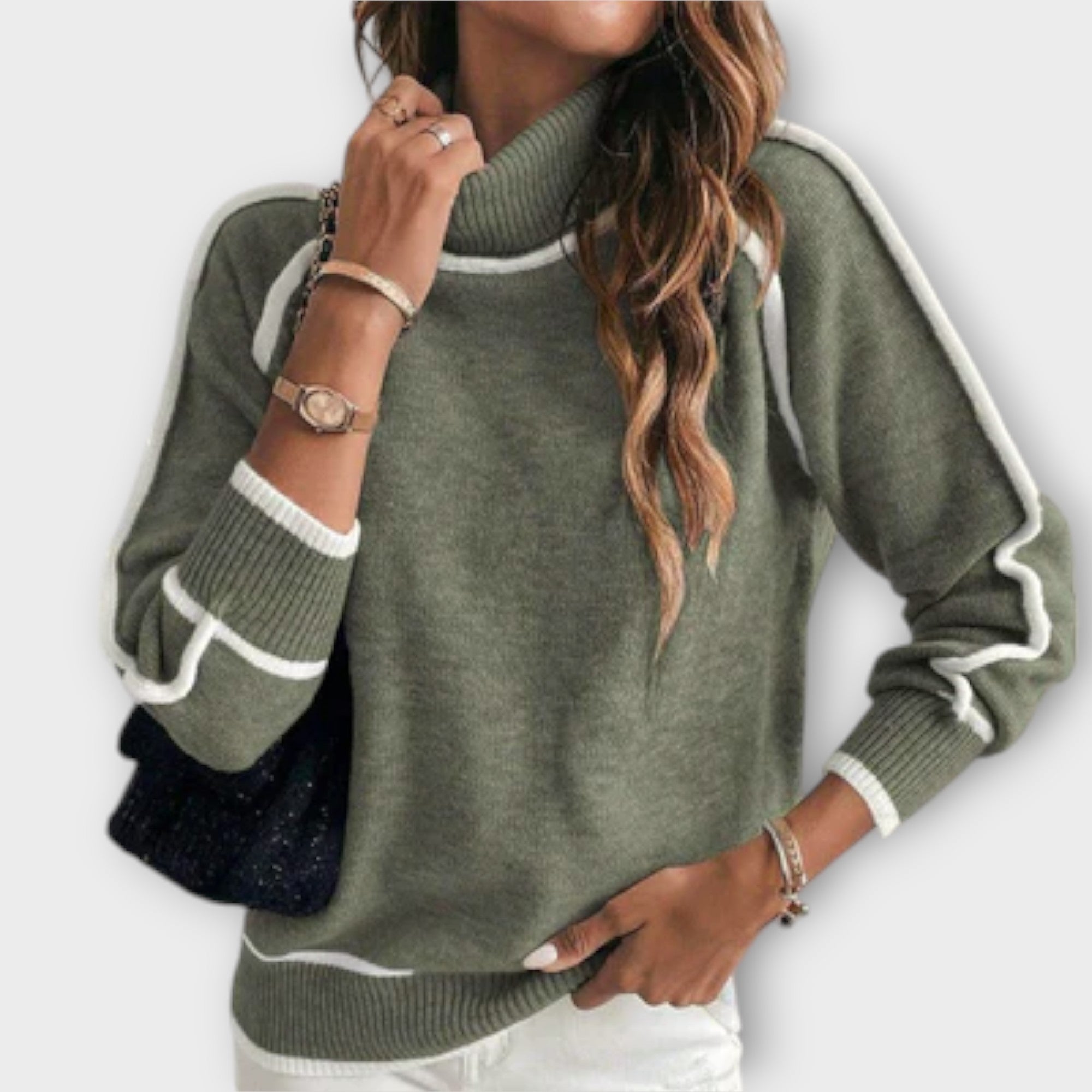 Christine - Luxurious Olive-Coloured Knitted Sweater