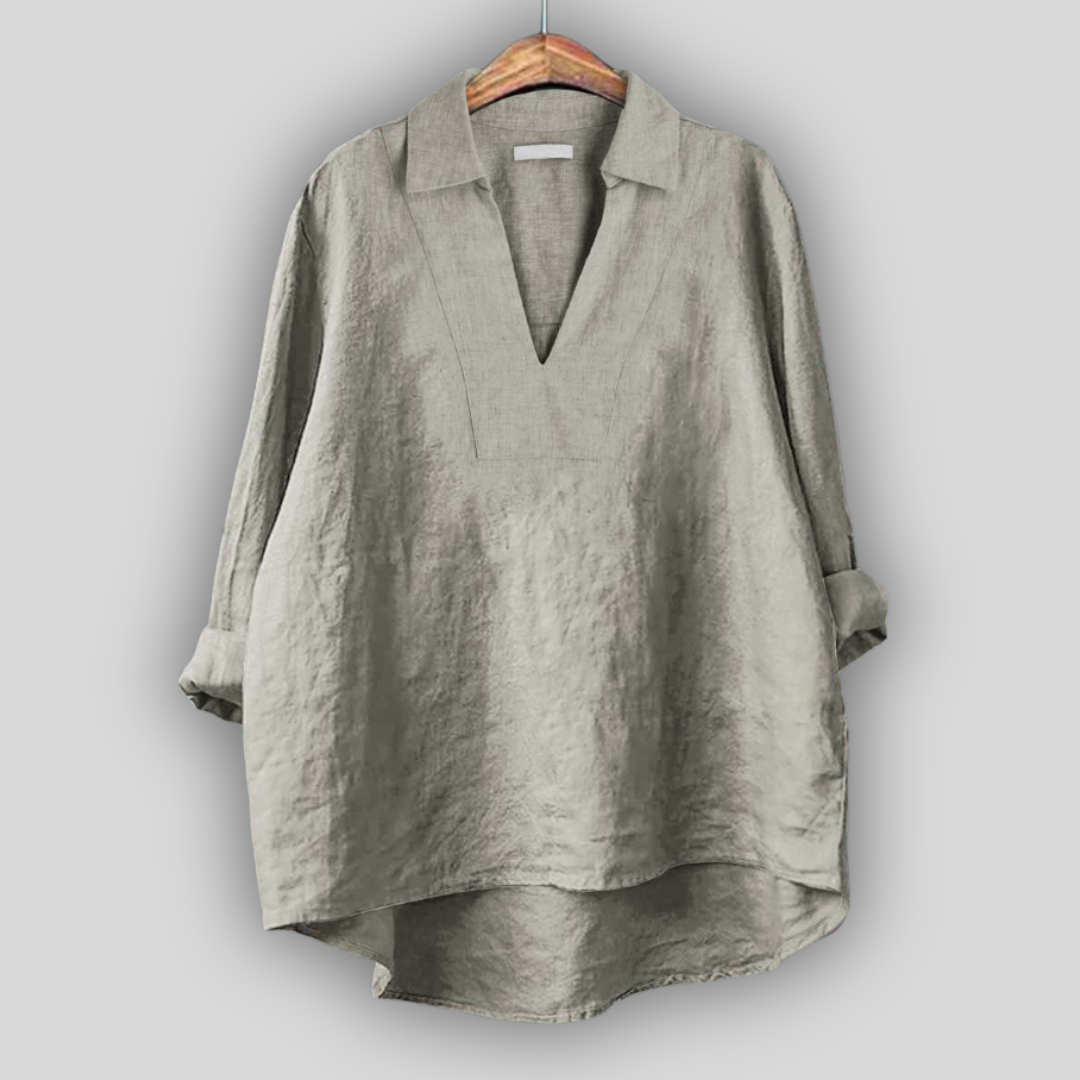 Linen Blouse Silver Elegance
