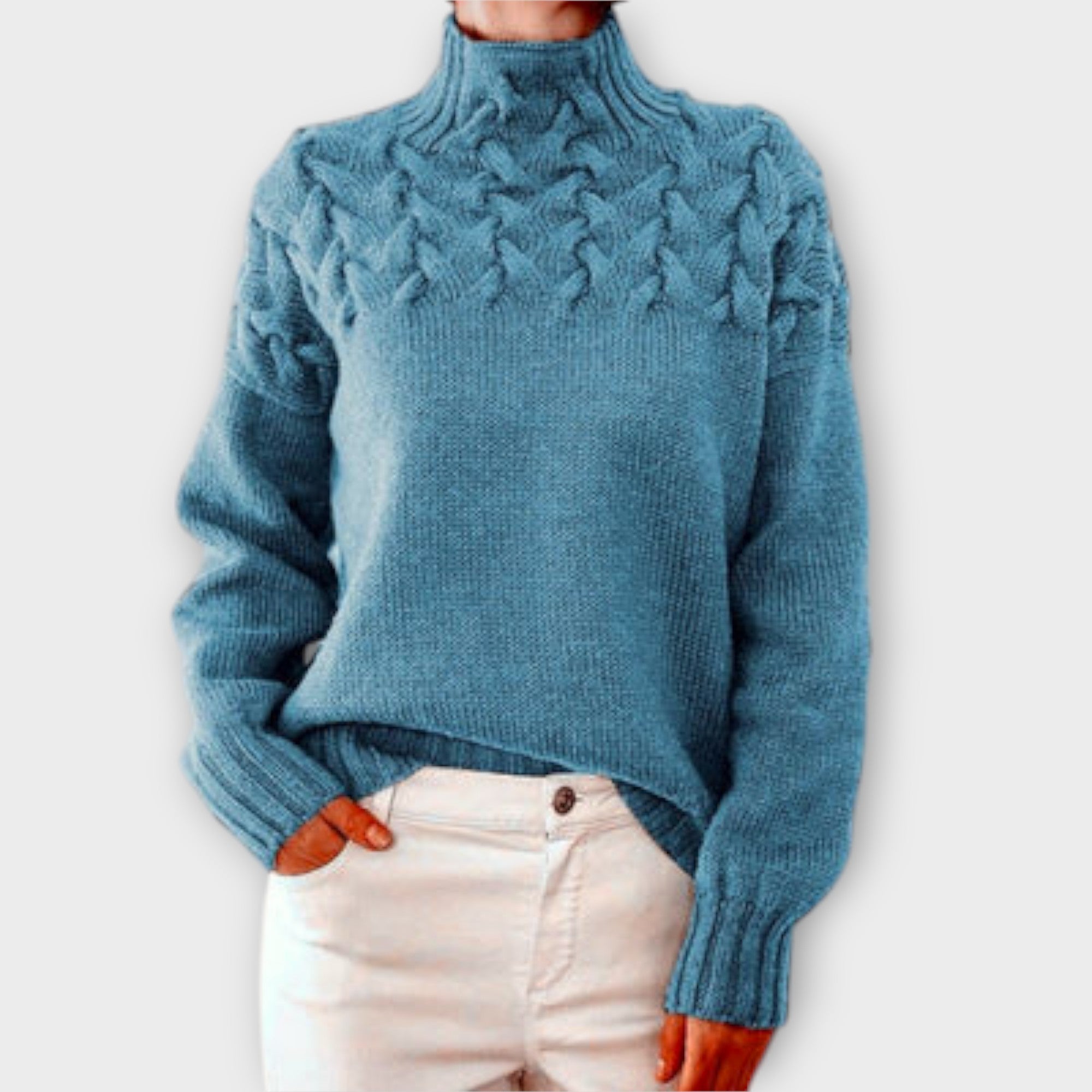 Eva - Women's Sweater with Knitted Detail