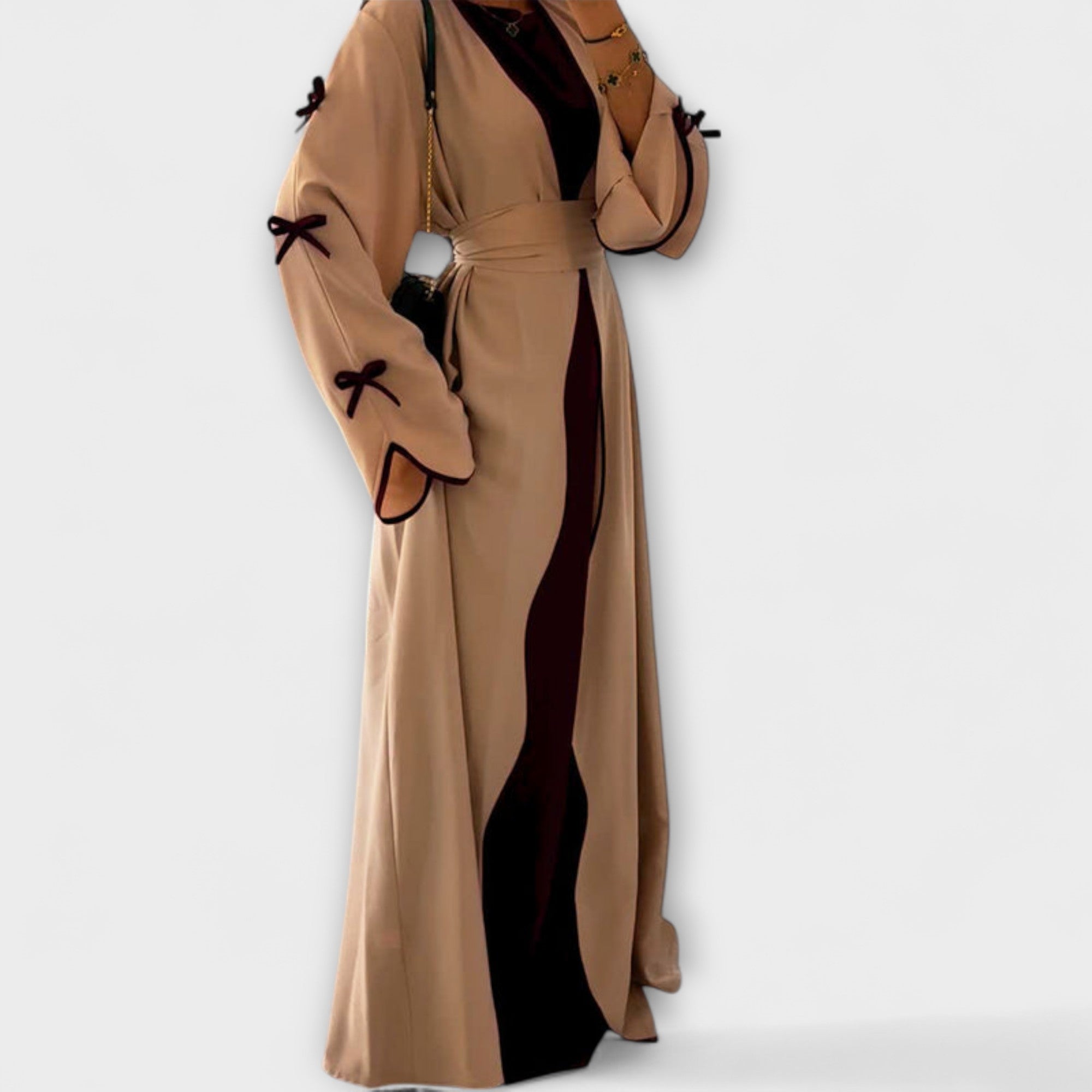 Stylish Cardigan and Dress Combined with Striped Decoration