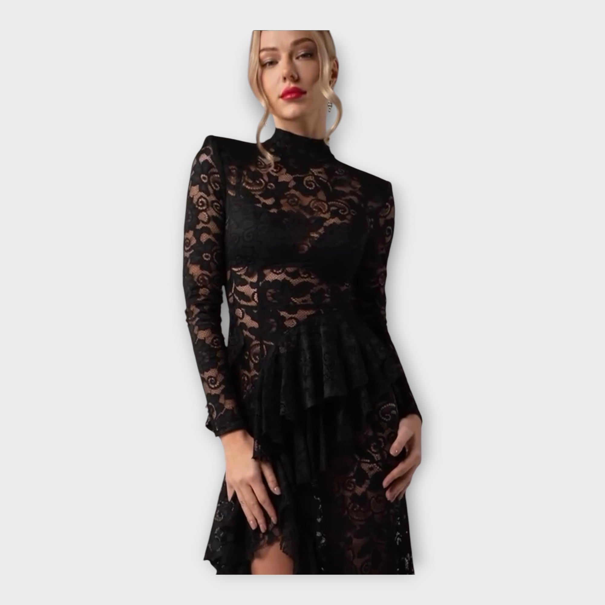 Asymmetrical lace dress with refined design