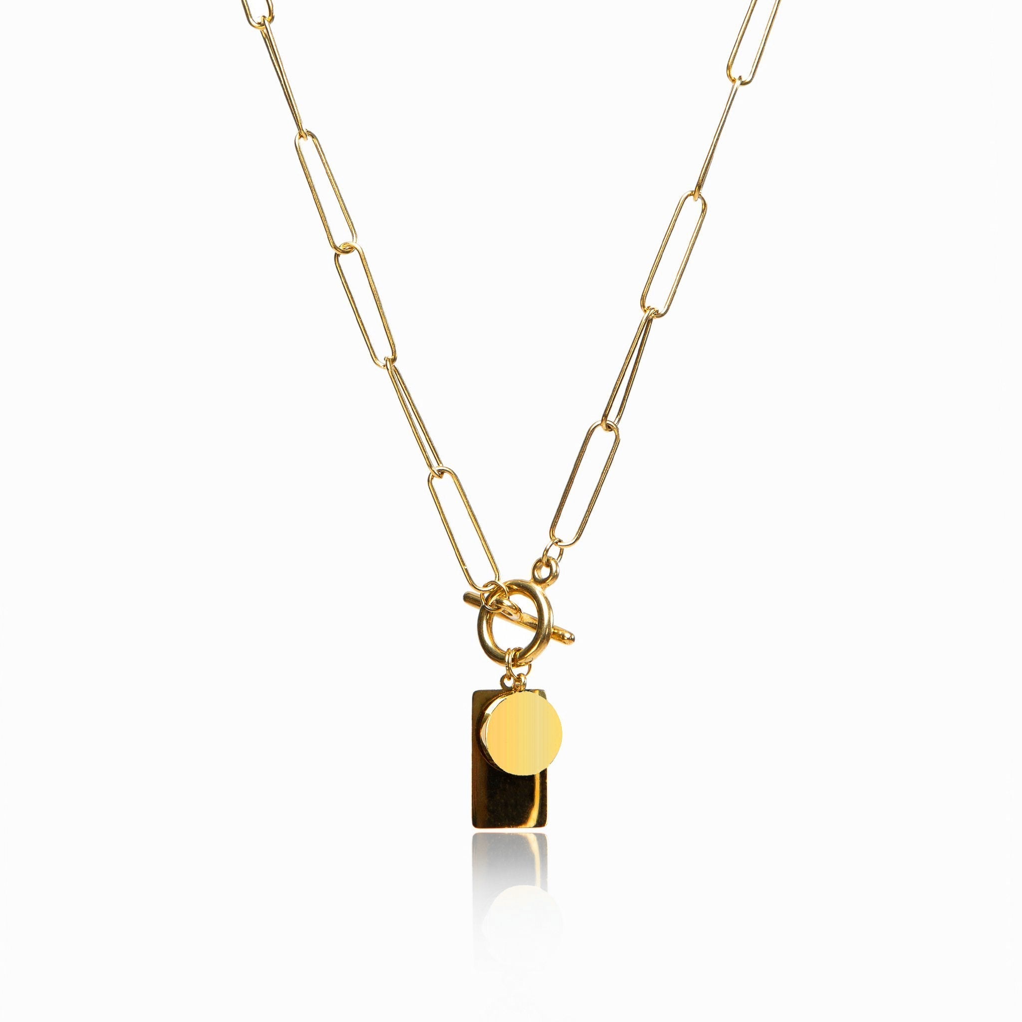 Rectangular Clasp Gold Necklace