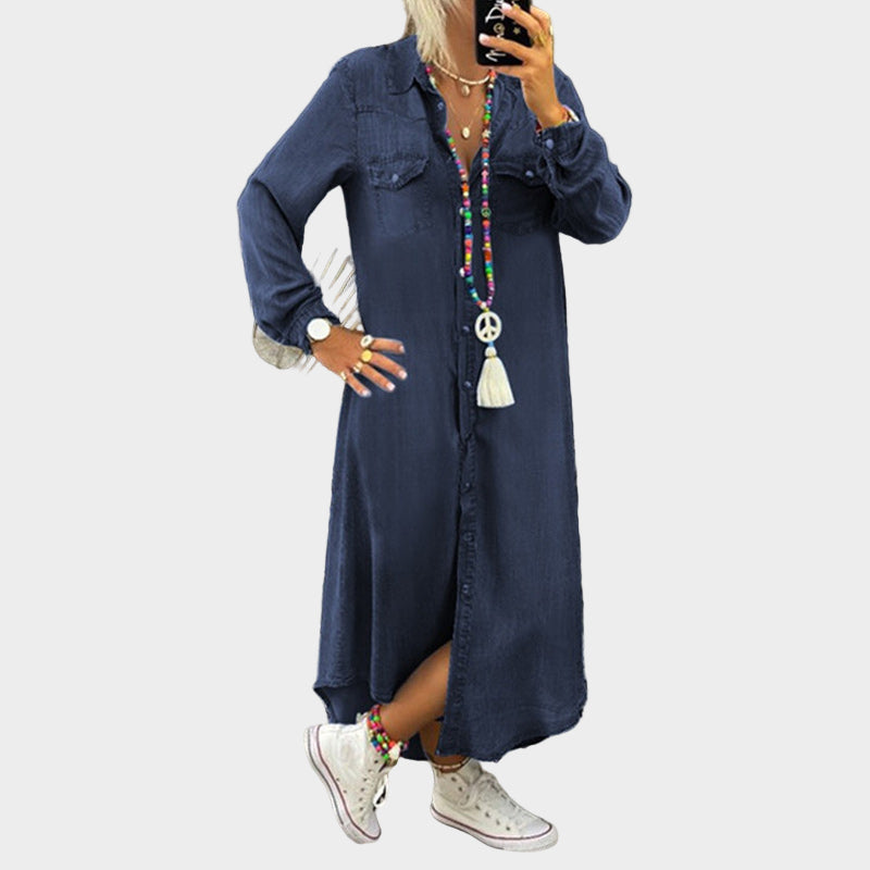 Long Sleeve Denim Maxi Dress