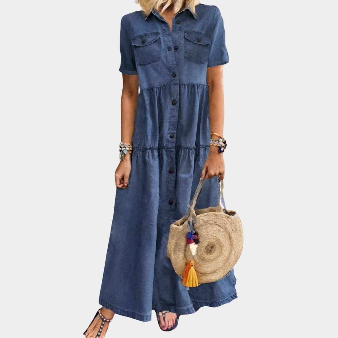 Soft Button-Up Denim Dress