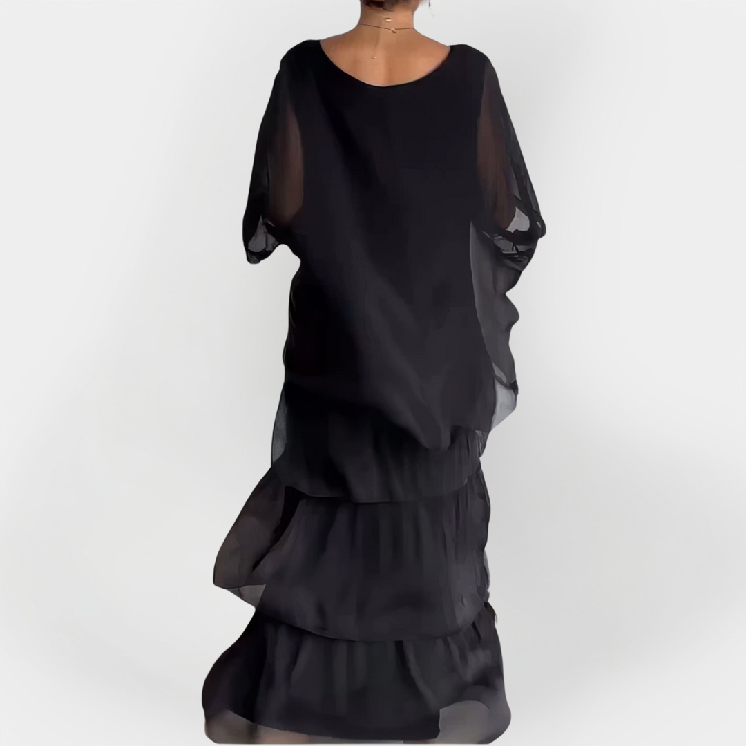 Pleated Dress with Double Layer Effect