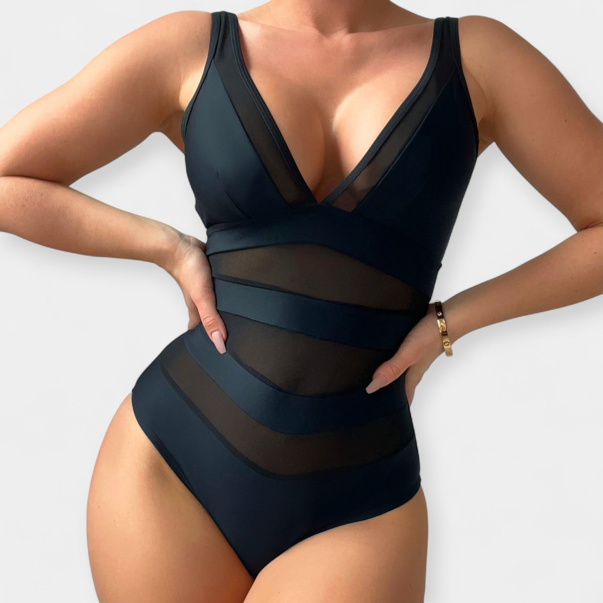 Full Body Swimsuit with Sheer Details