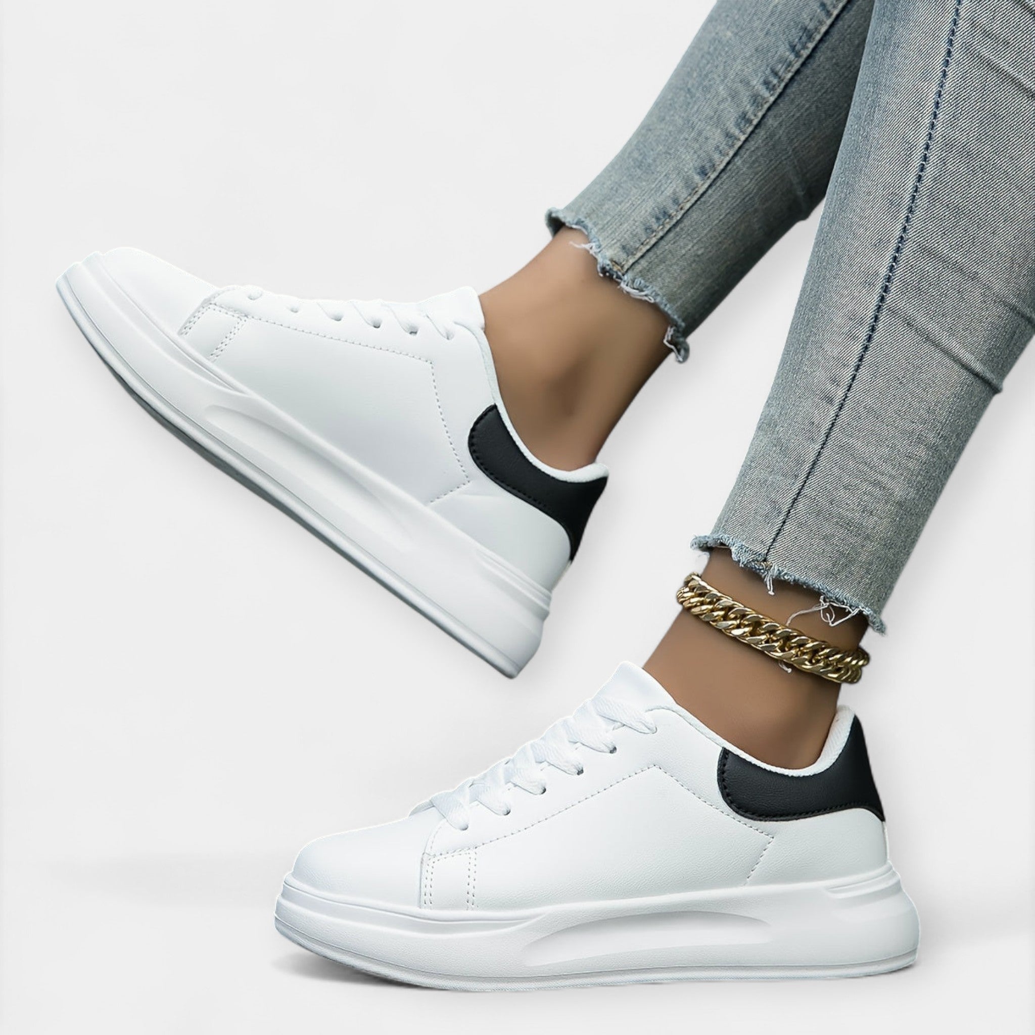 White Leather Sports Trainers