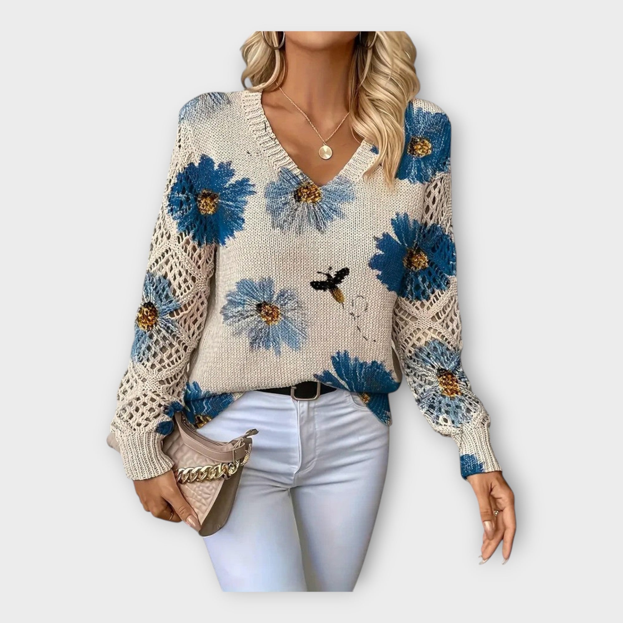 Knitted Top with Lace Details