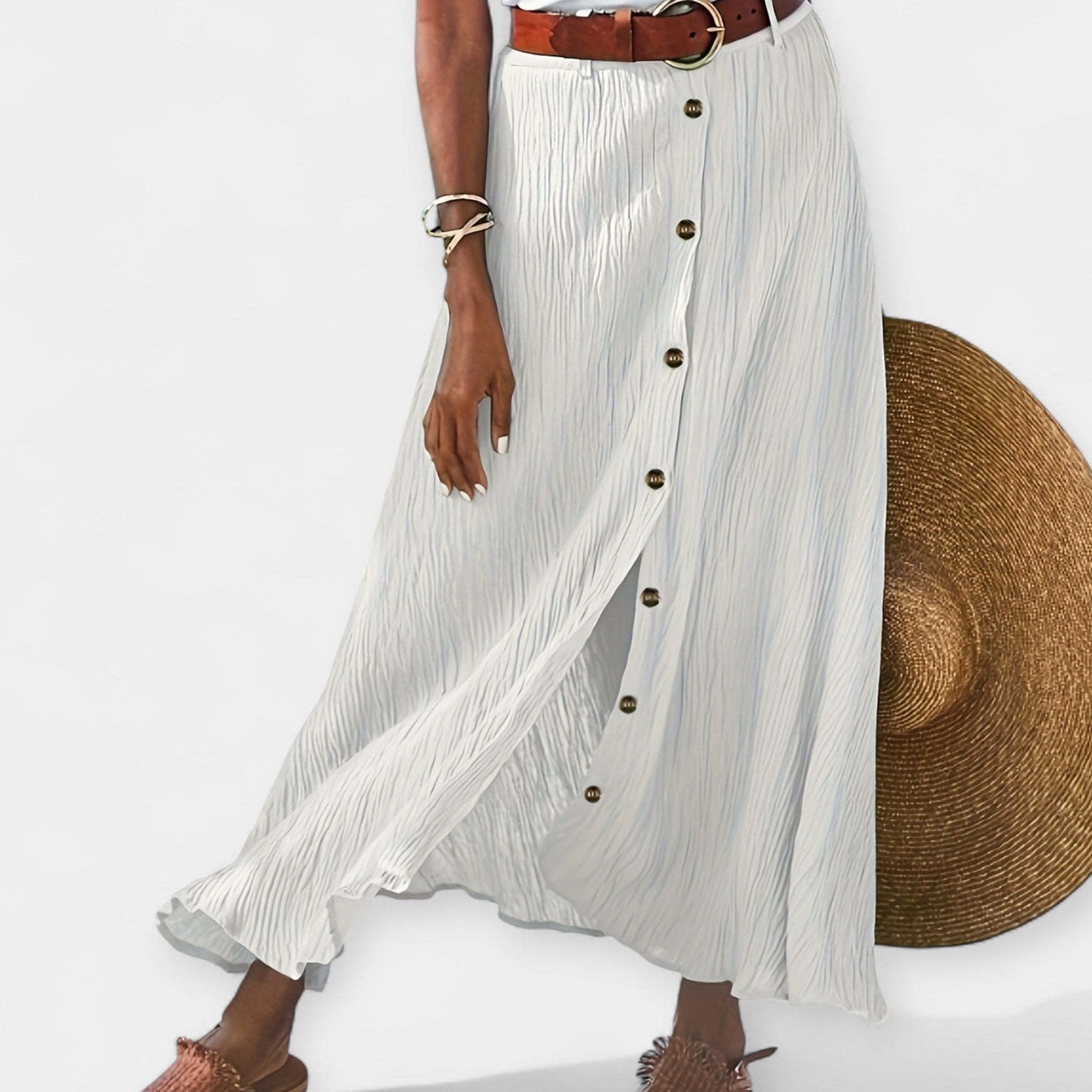 Semi-Sheer Midi Skirt with Split