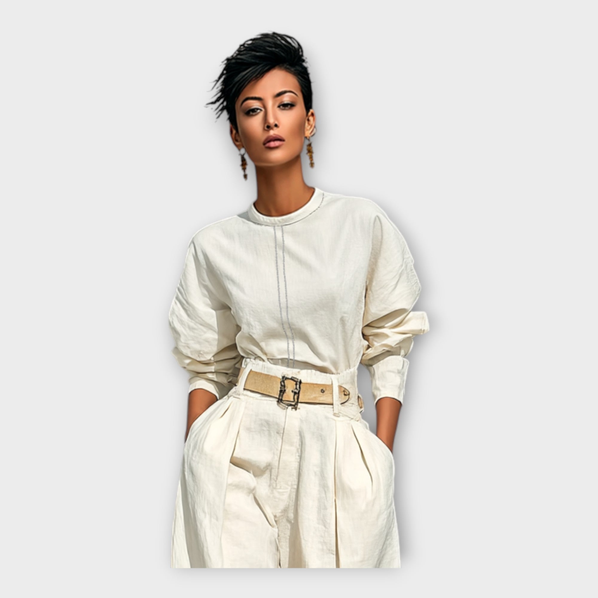 Outfit with a minimal aesthetic and timeless character