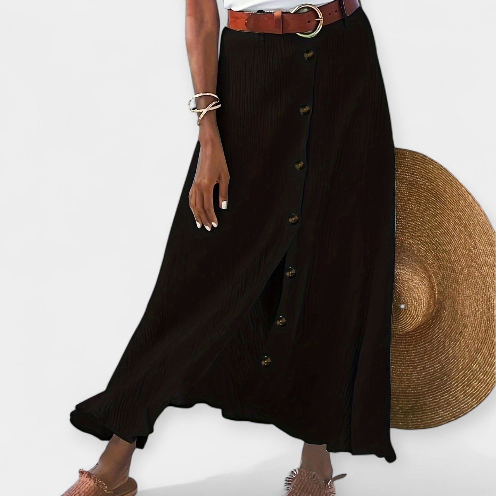 Semi-Sheer Midi Skirt with Split
