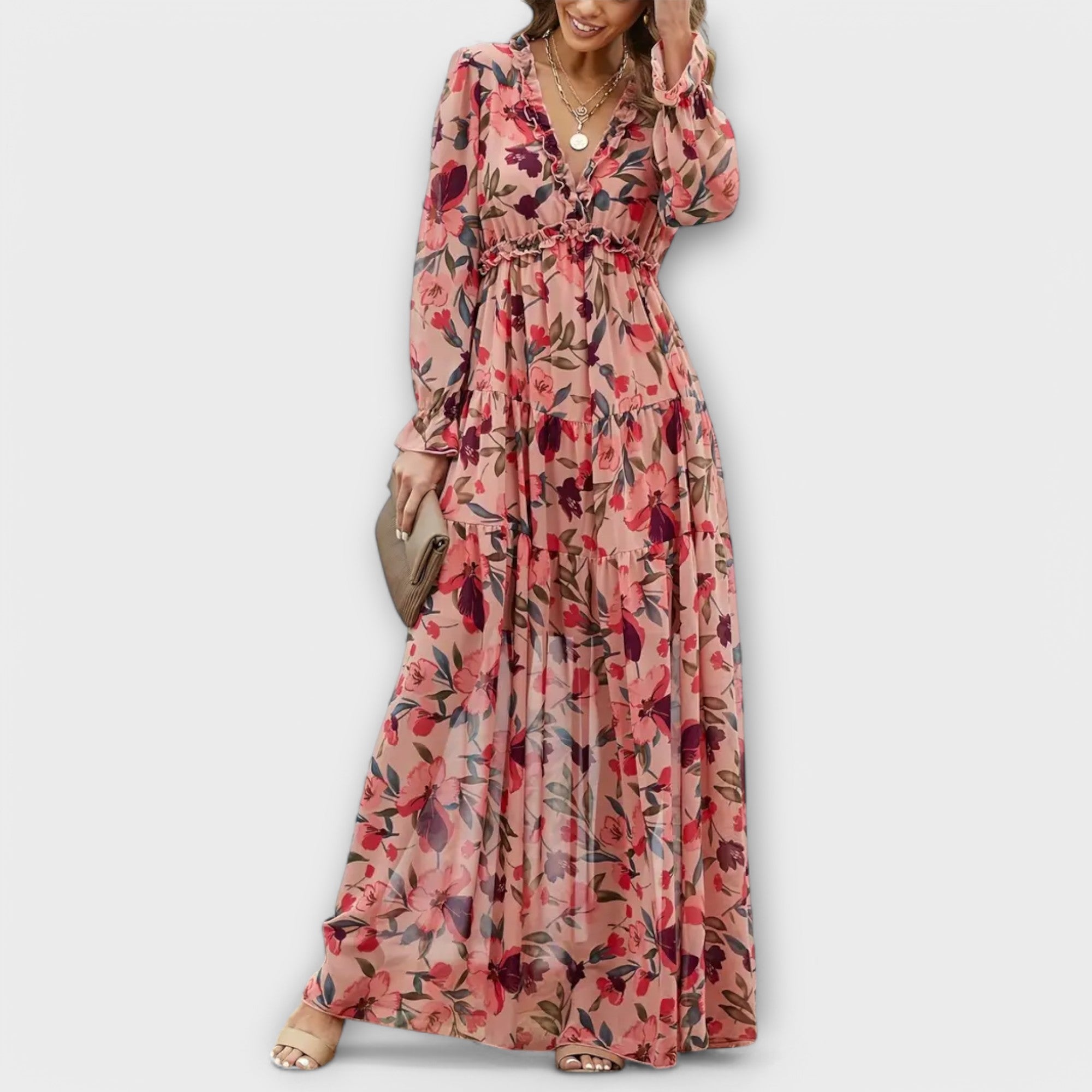 Maxi Dress with Floral Design