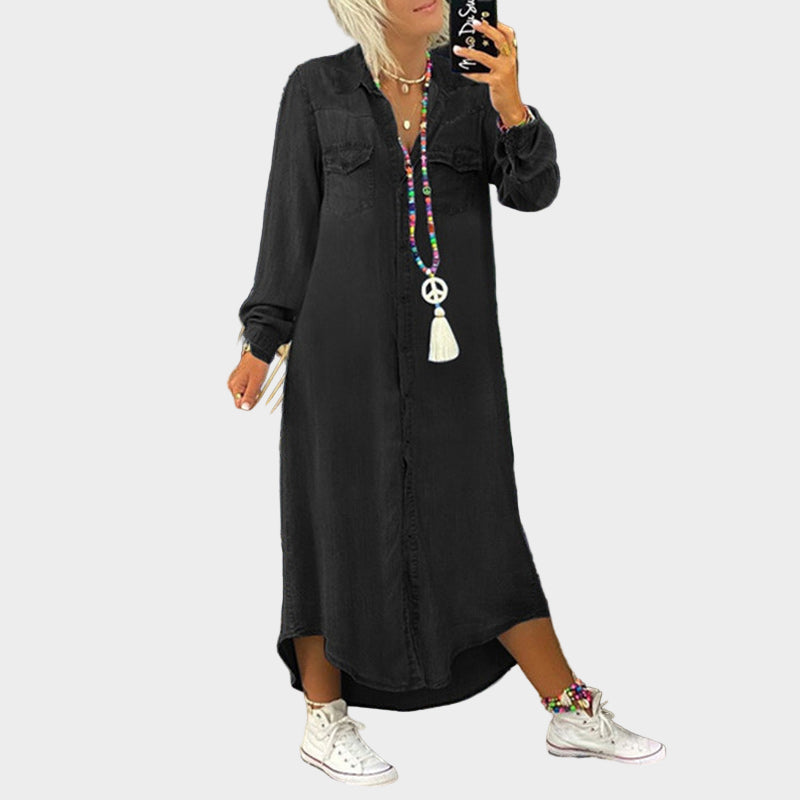 Long Sleeve Denim Maxi Dress