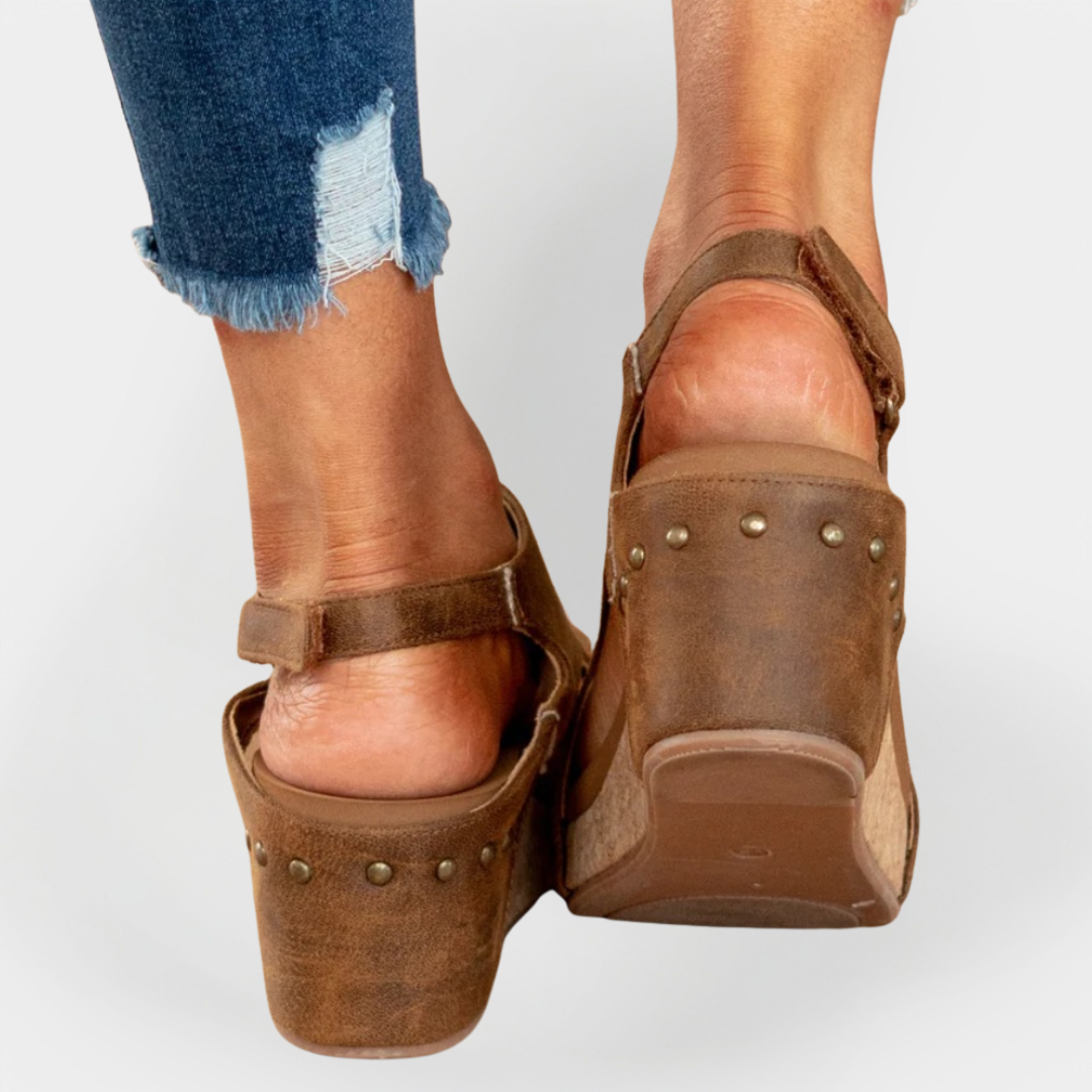 Suede Sandals with Elevated Sole