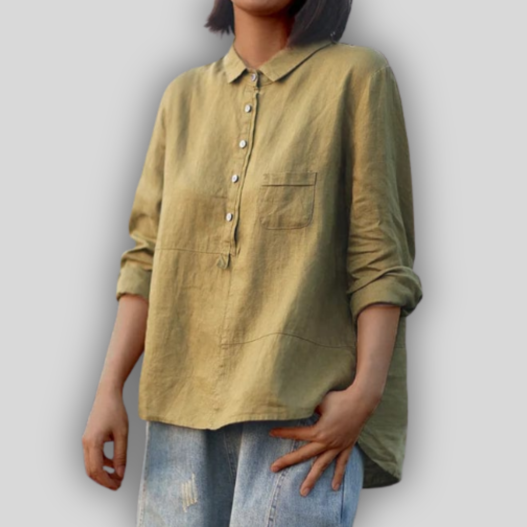 Linen Blouse Green Simplicity