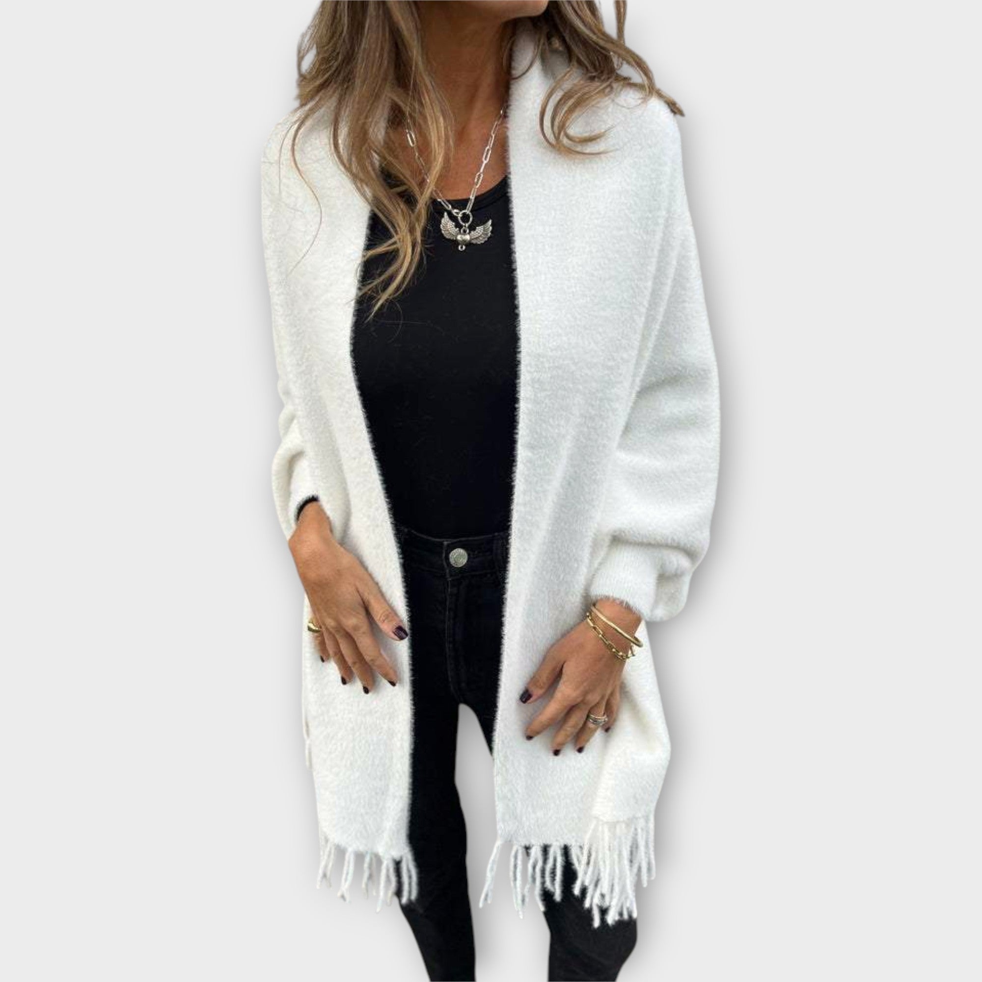 Knit Coat with Fringes